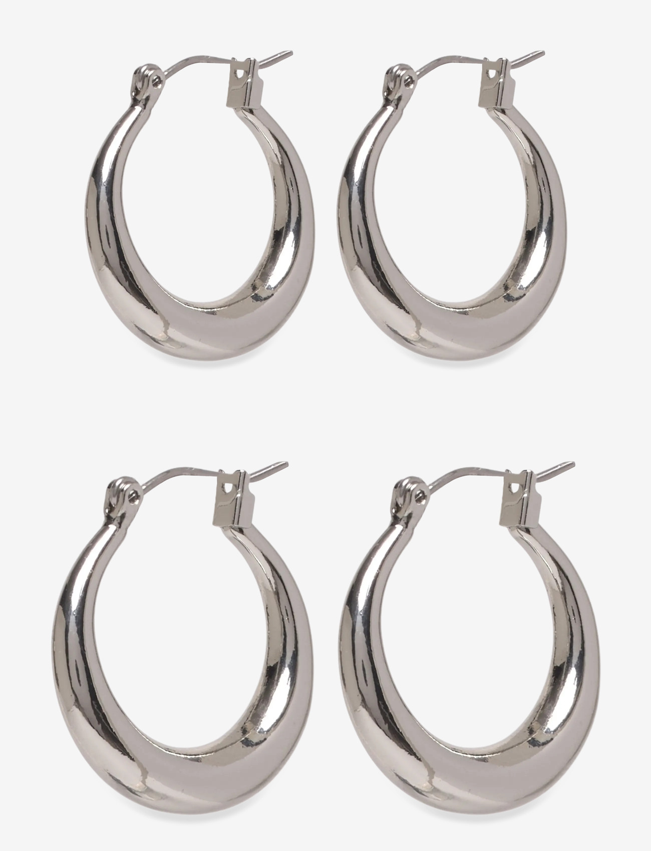 Weekday - 2-pack Polished Hoop Earrings - hoops - grey dusty light - 0