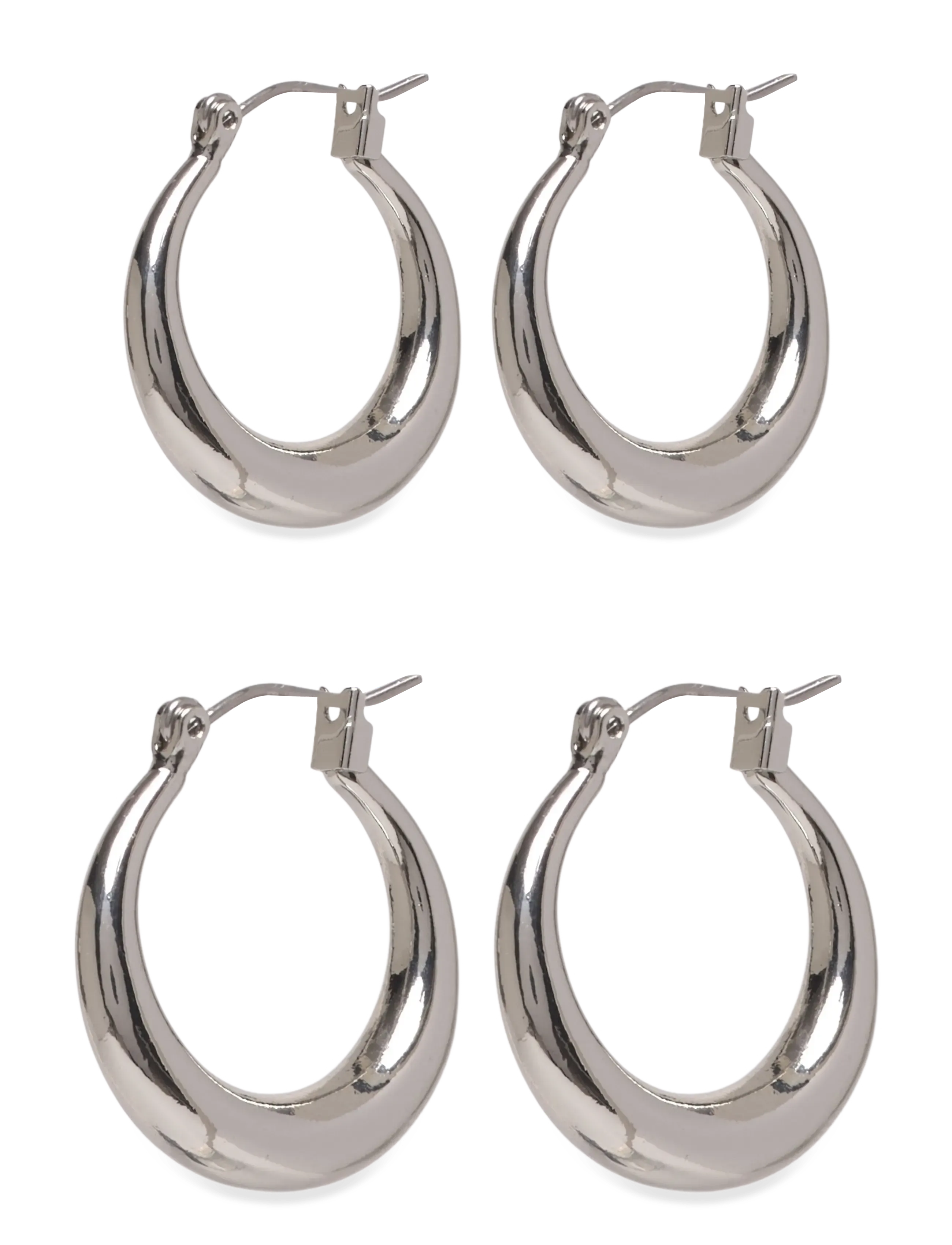 Weekday 2-pack Polished Hoop Earrings - Festtøj - GREY DUSTY LIGHT / silver