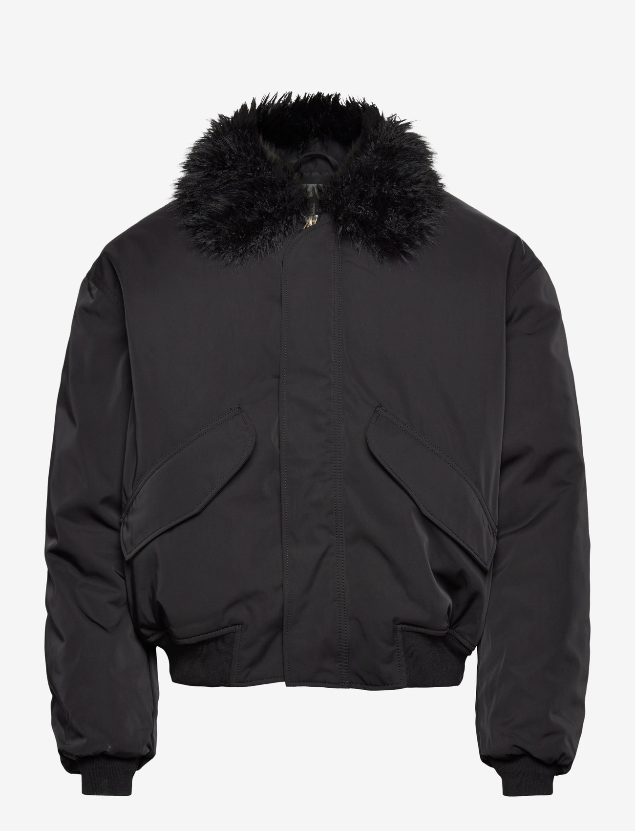 Weekday - Loose Bomber Jacket with Faux-Fur Collar - spring jackets - black - 0