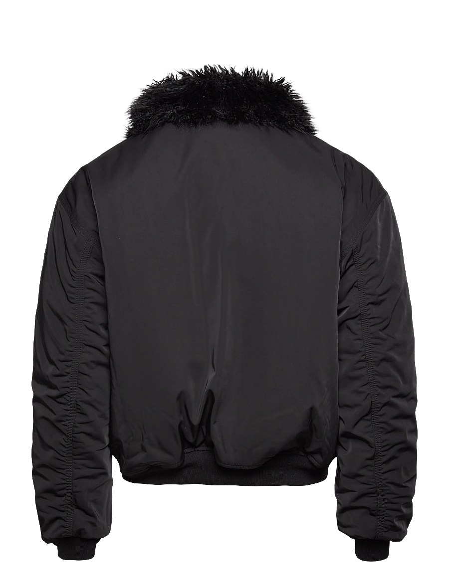 Weekday - Loose Bomber Jacket with Faux-Fur Collar - sügisjoped - black - 1