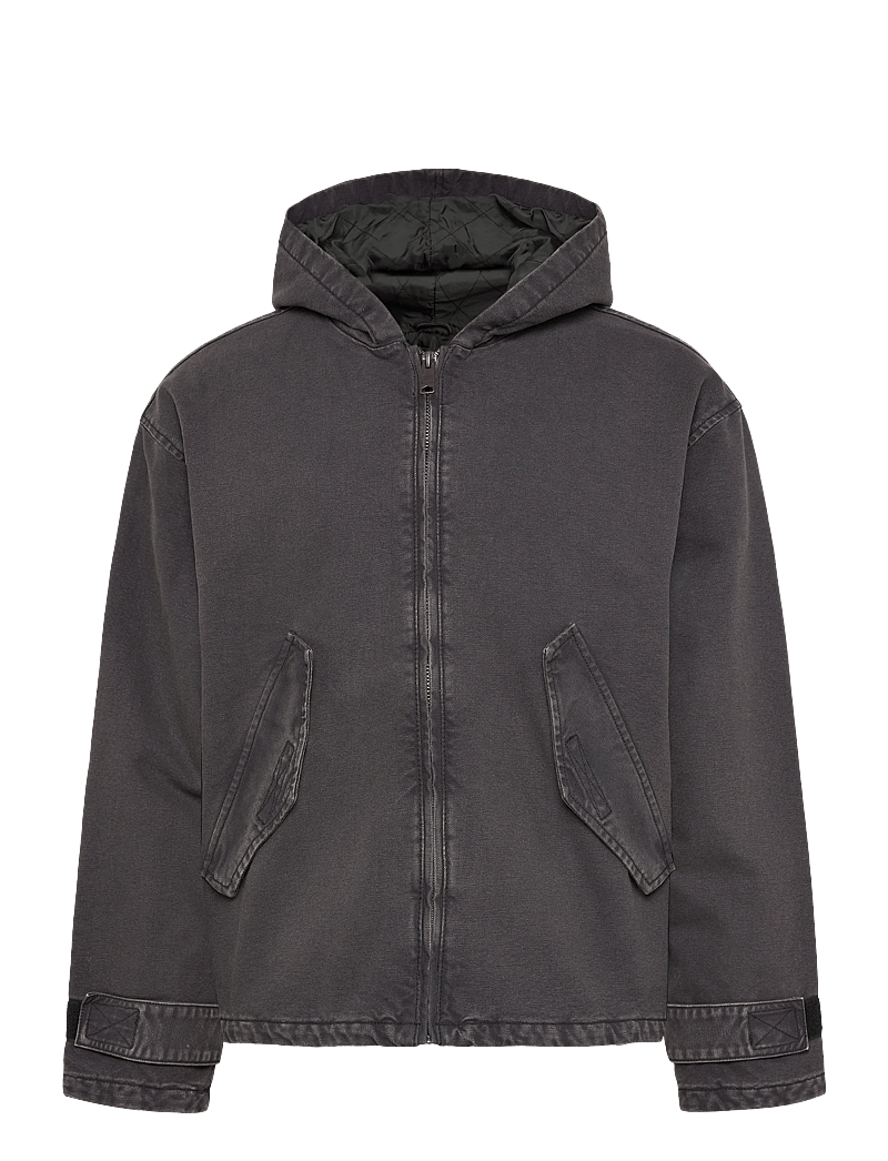 Weekday - Loose Hooded Canvas Jacket - spring jackets - black - 0