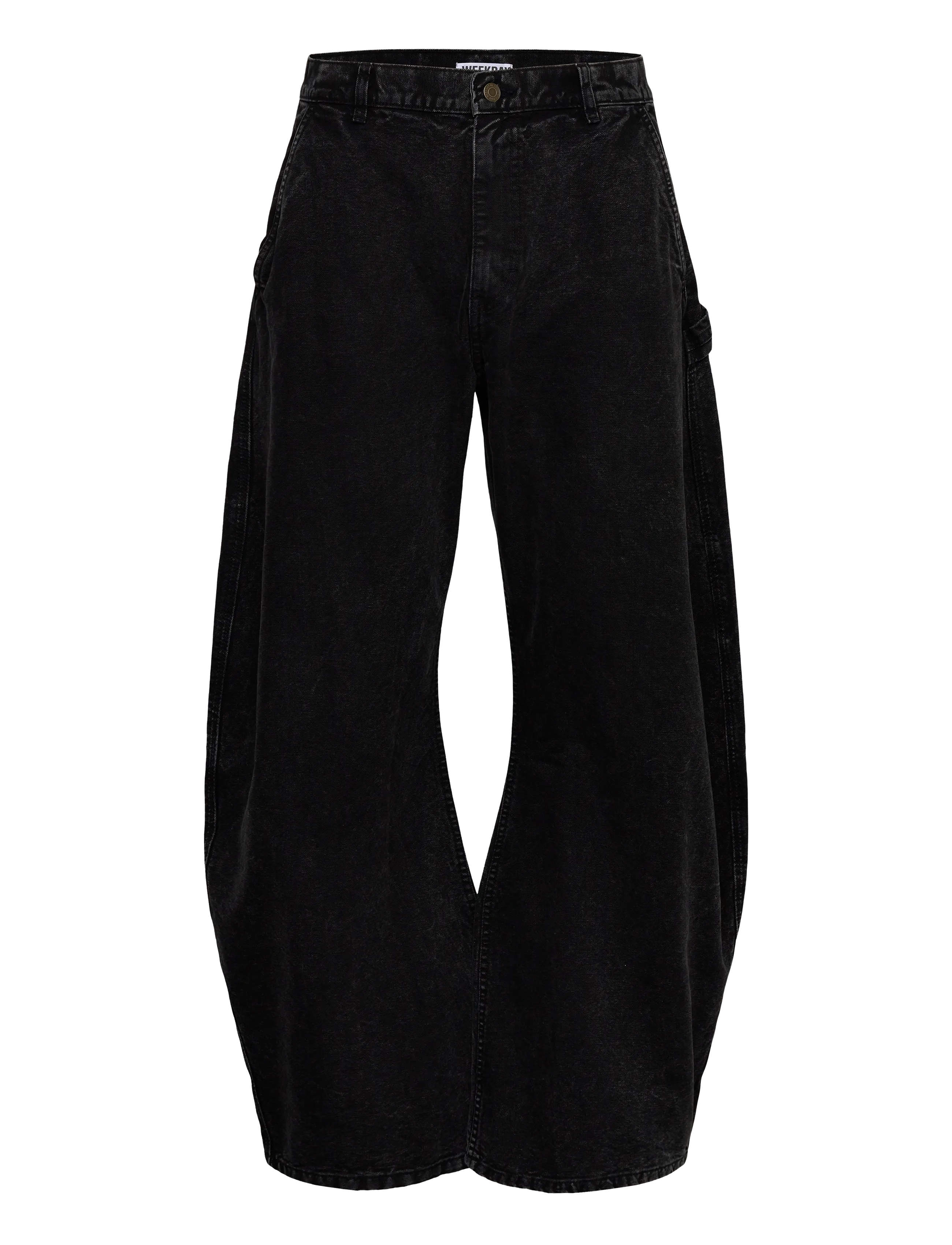 Weekday Loose Barrel Leg Workwear Trousers - Kollektioner - WASHED BLACK / black