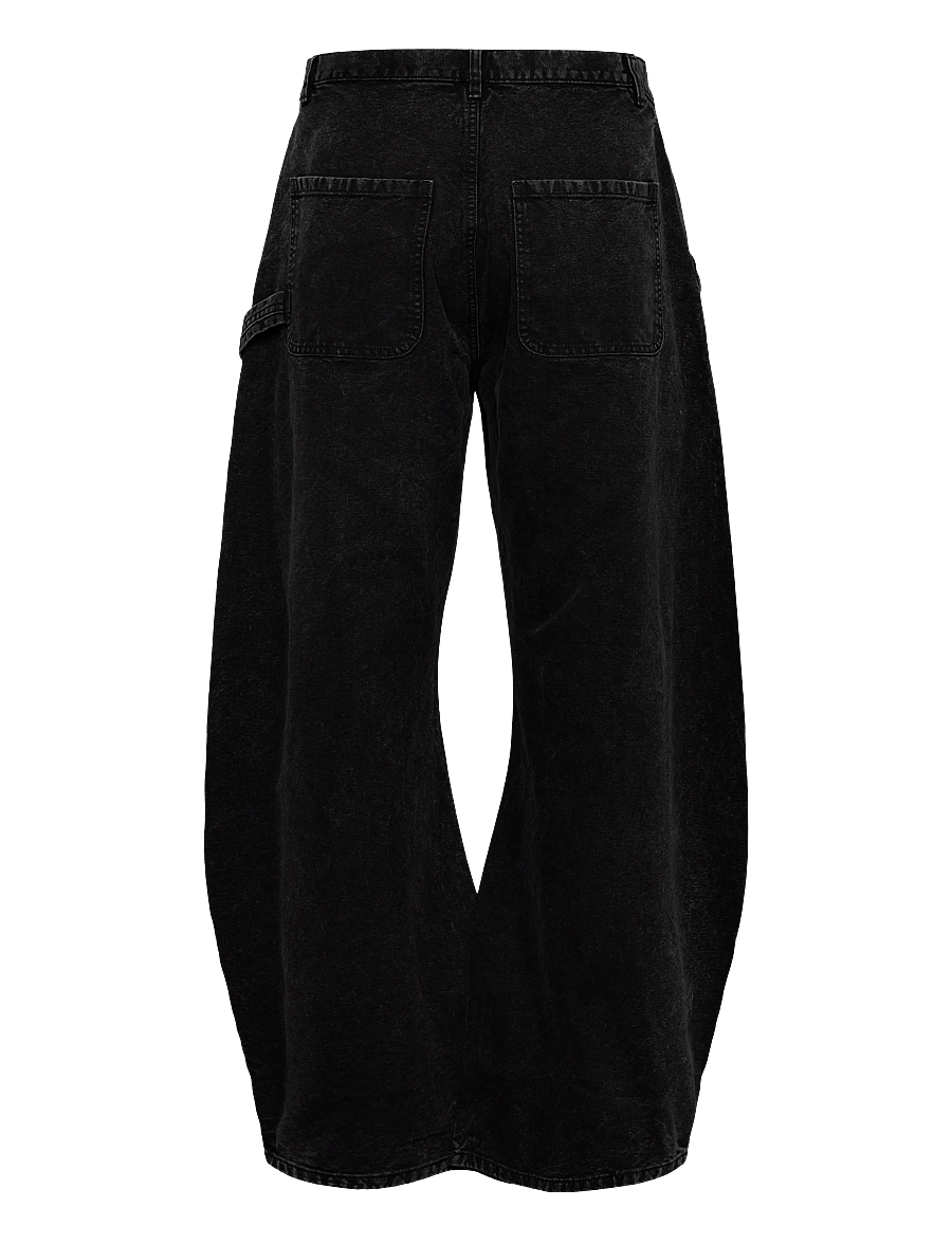 Weekday - Loose Barrel Leg Workwear Trousers - weite jeans - washed black - 1