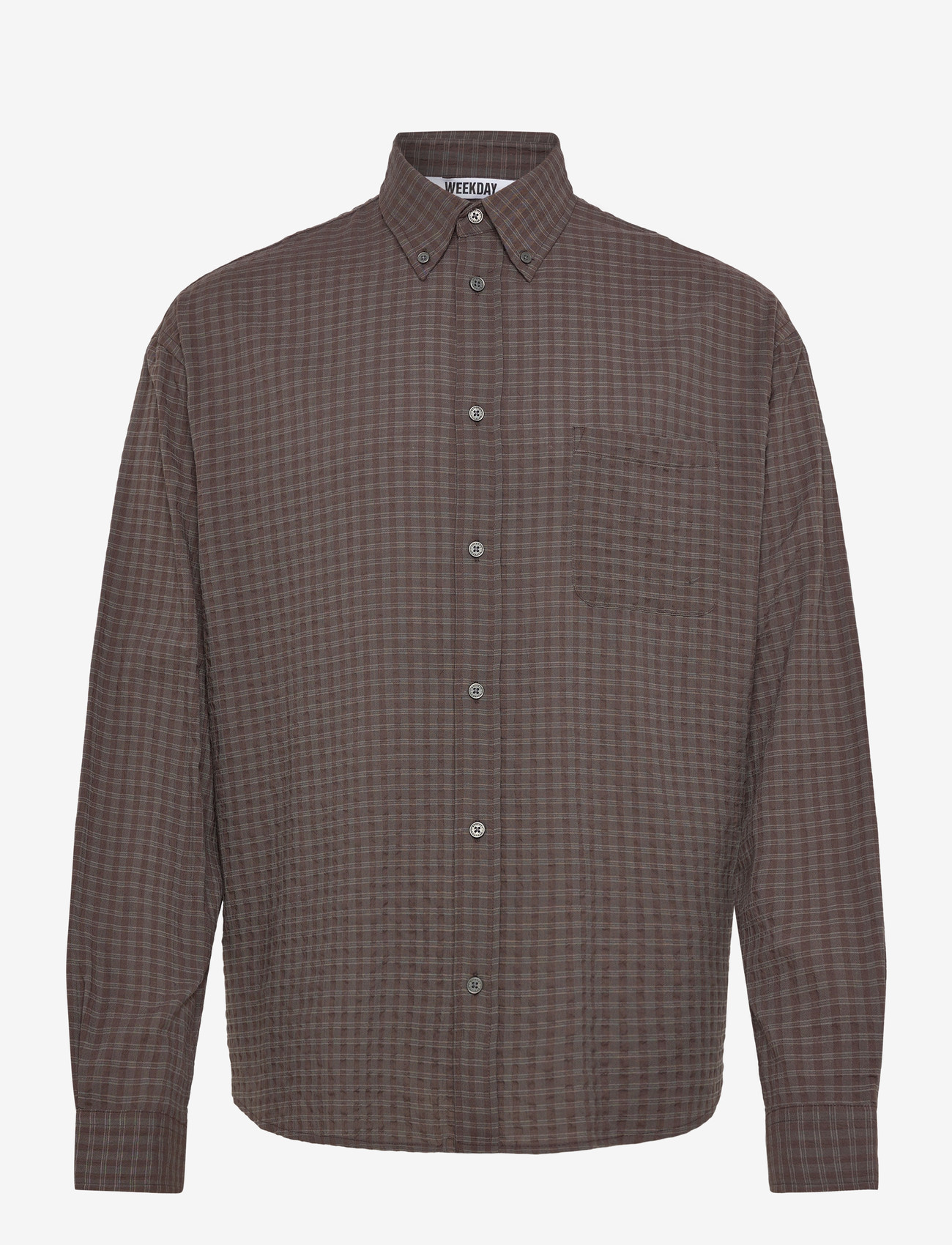 Weekday - Structured Loose Long Sleeved Shirt - ruudulised särgid - brown check - 0