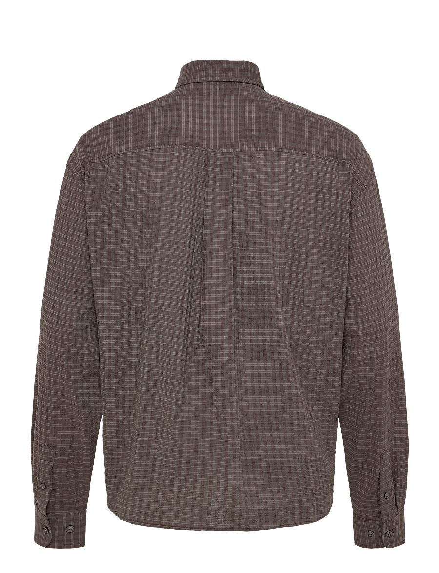 Weekday - Structured Loose Long Sleeved Shirt - ruudulised särgid - brown check - 1