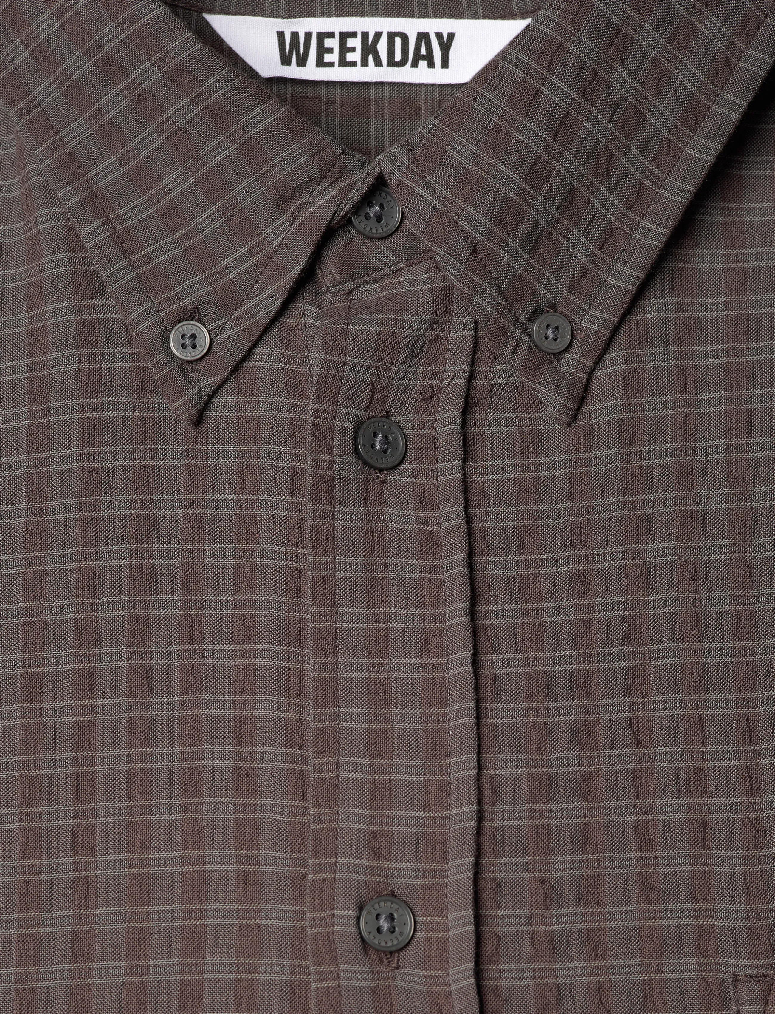 Weekday - Structured Loose Long Sleeved Shirt - karierte hemden - brown check - 2