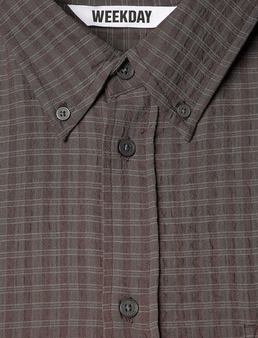 Weekday - Structured Loose Long Sleeved Shirt - ruudulised särgid - brown check - 2