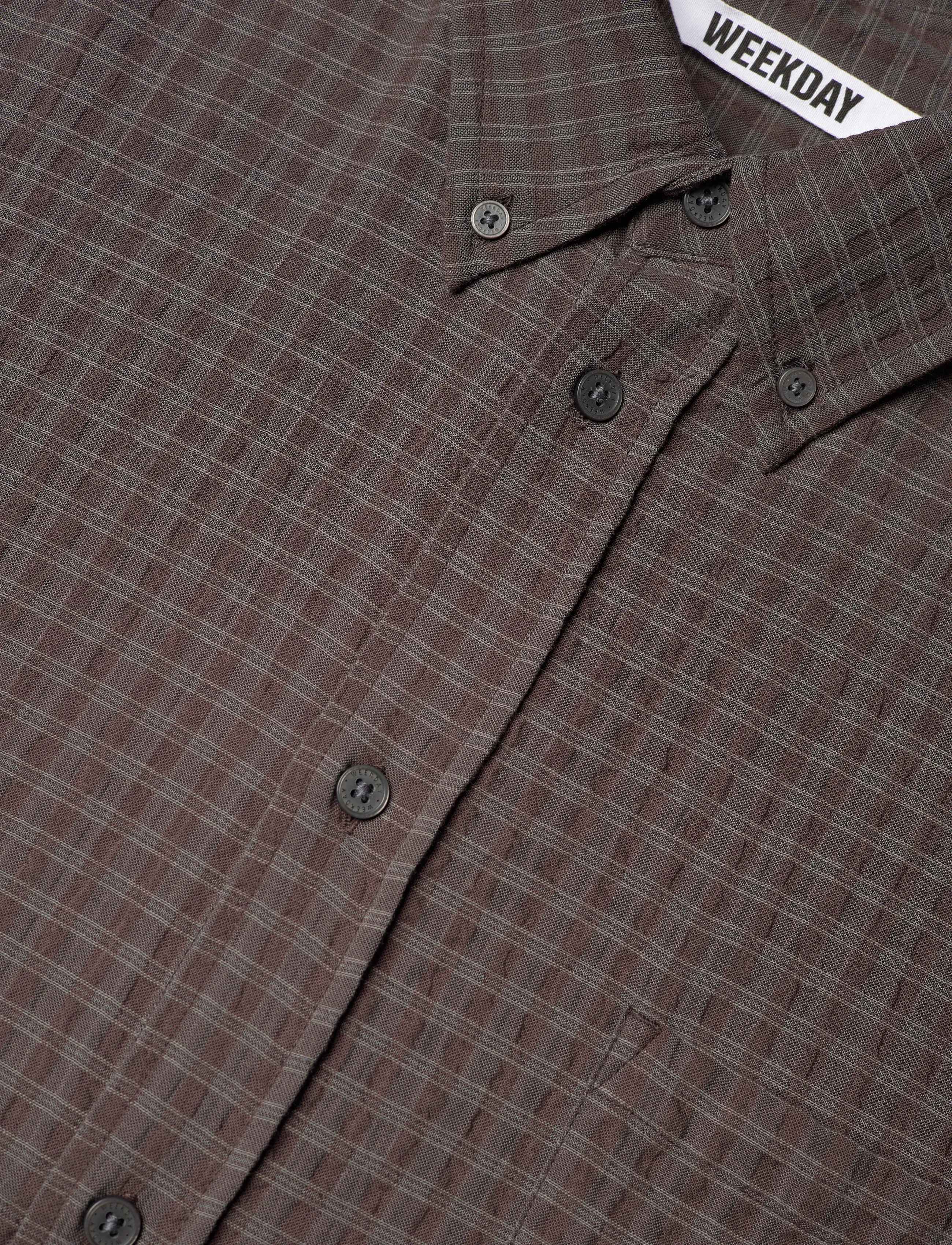 Weekday - Structured Loose Long Sleeved Shirt - ruudulised särgid - brown check - 3