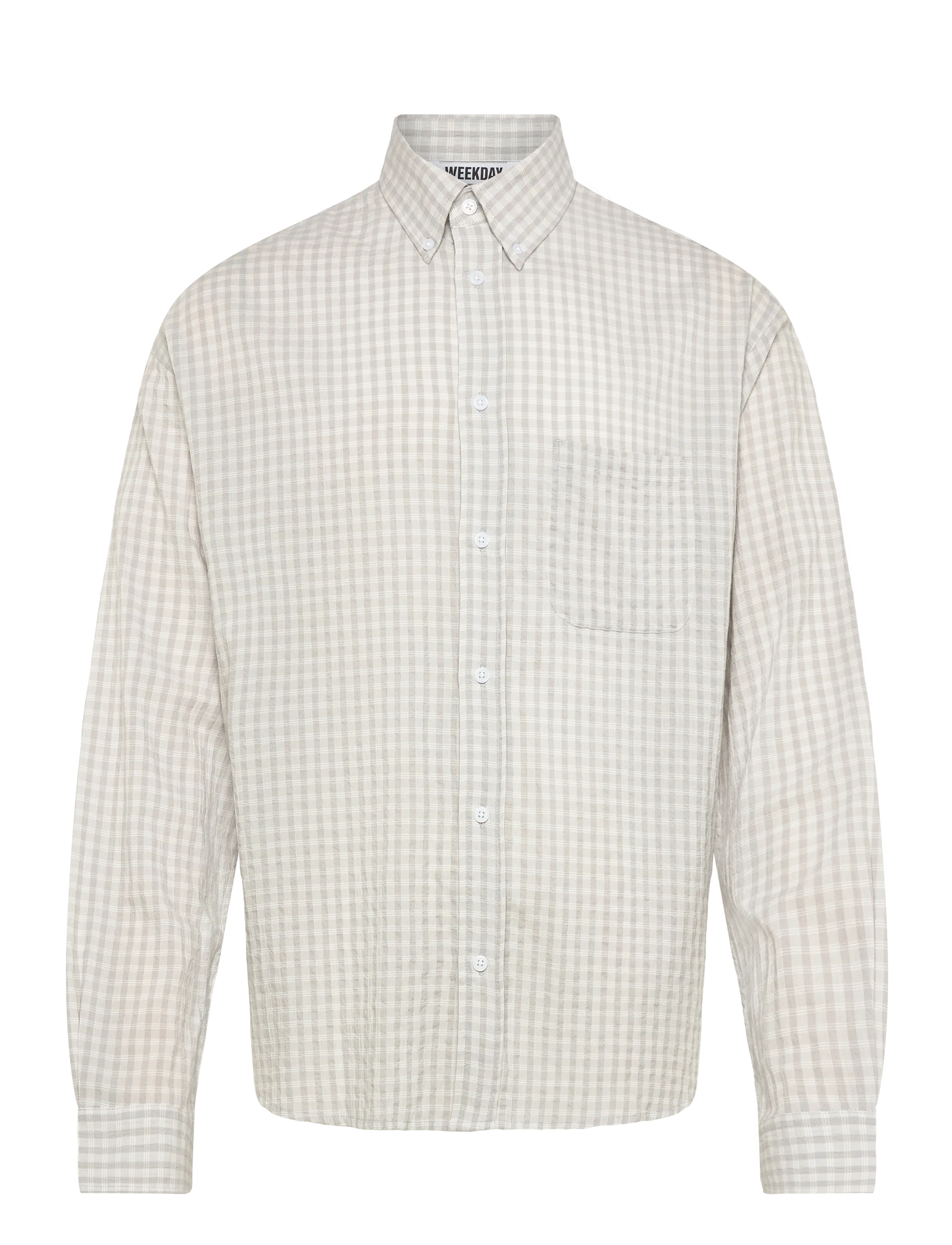 Weekday Structured Loose Long Sleeved Shirt - Casual skjorter - GREY CHECK / beige