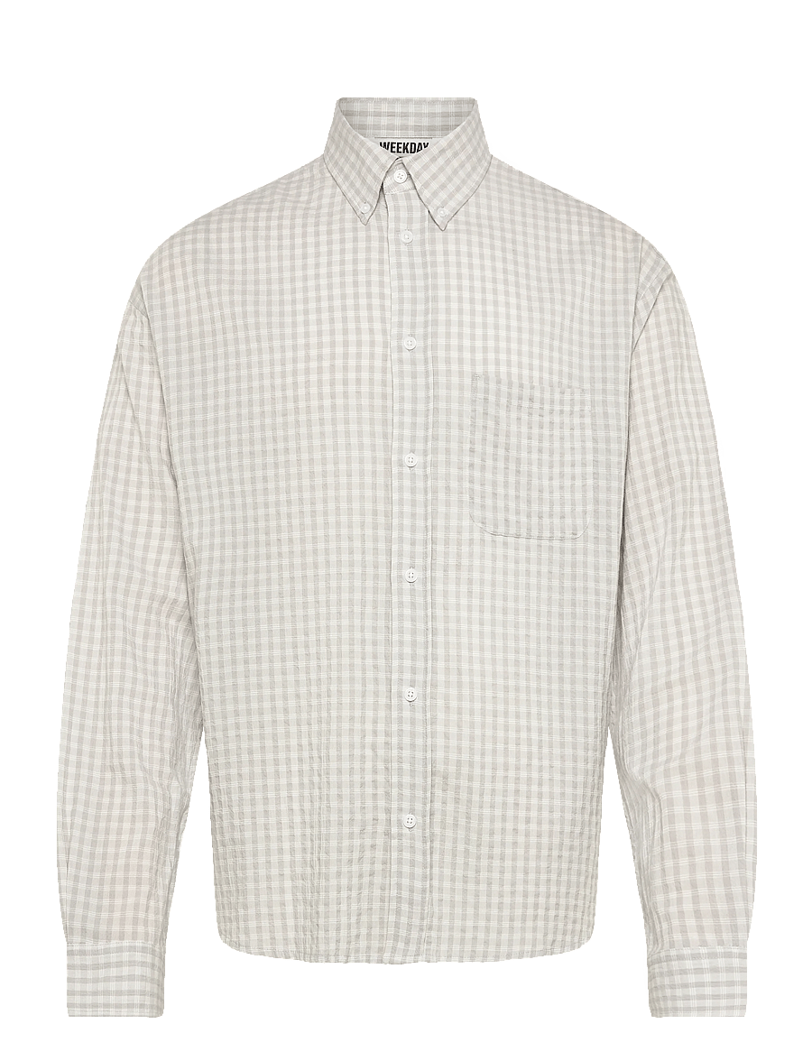 Weekday - Structured Loose Long Sleeved Shirt - rutiga skjortor - grey check - 0