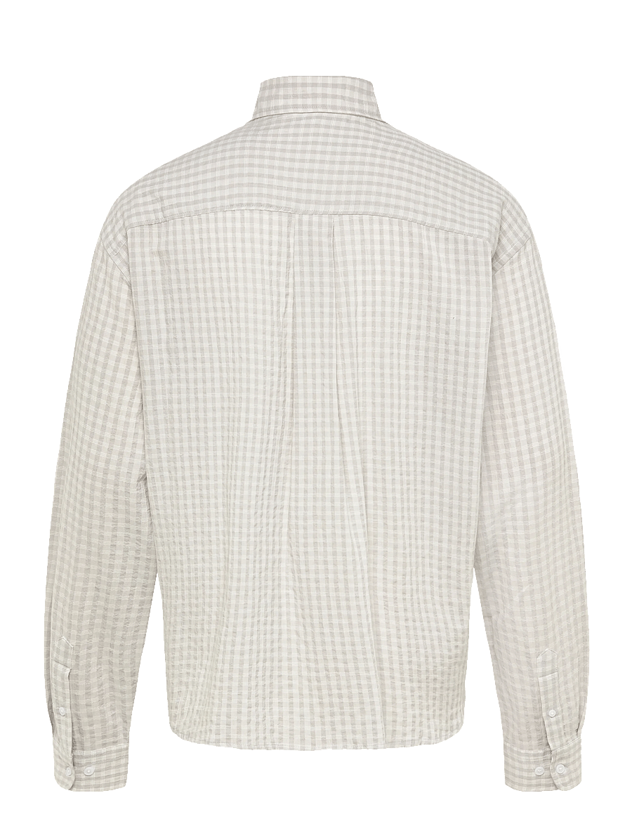 Weekday - Structured Loose Long Sleeved Shirt - rutiga skjortor - grey check - 1