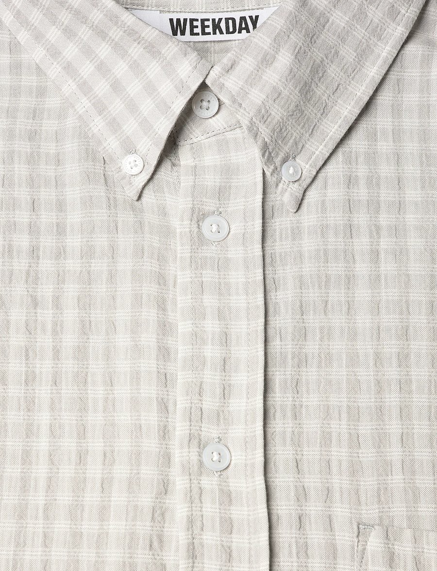Weekday - Structured Loose Long Sleeved Shirt - rutiga skjortor - grey check - 2