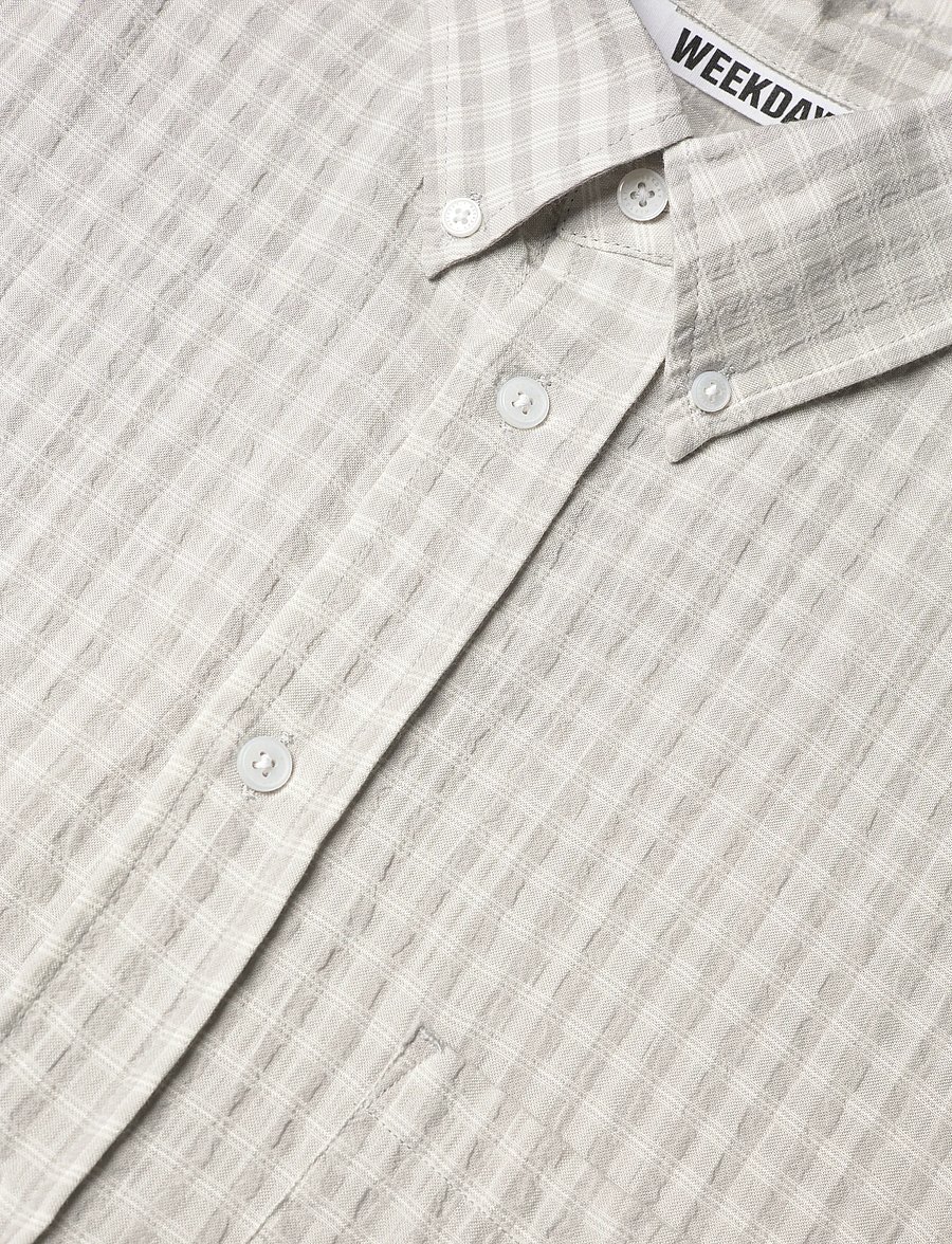 Weekday - Structured Loose Long Sleeved Shirt - rutiga skjortor - grey check - 3