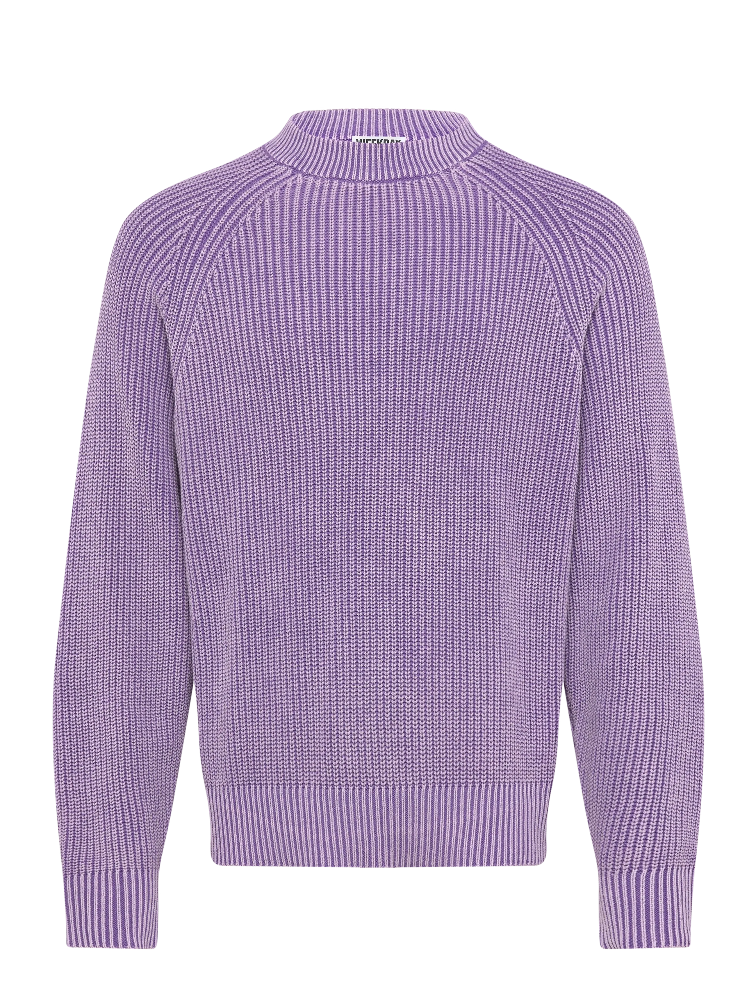Weekday Relaxed Knitted Cotton Sweater, Mænd, Højhalset Striktrøje, Lila, Str: L