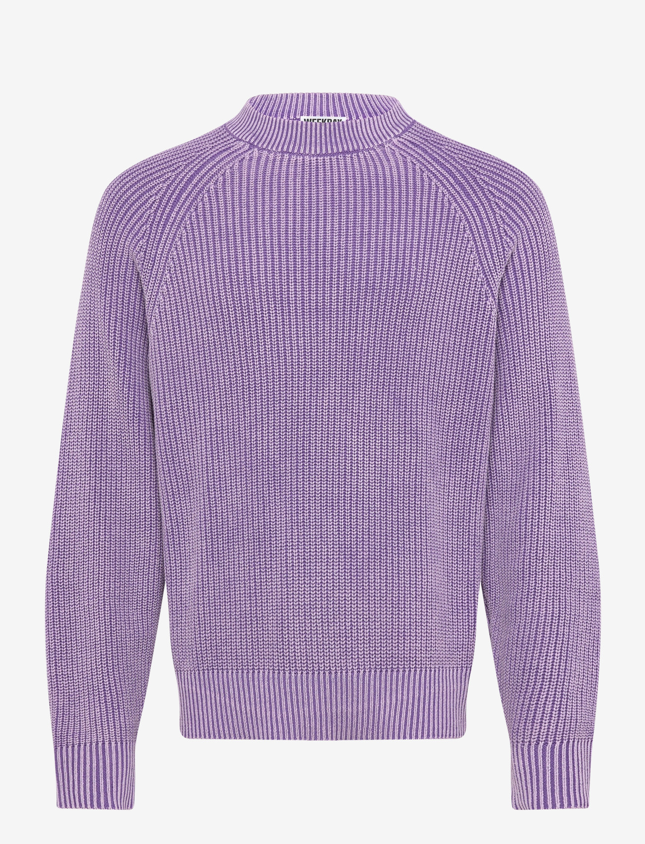 Weekday - Relaxed Knitted Cotton Sweater - round necks - purple wash - 0