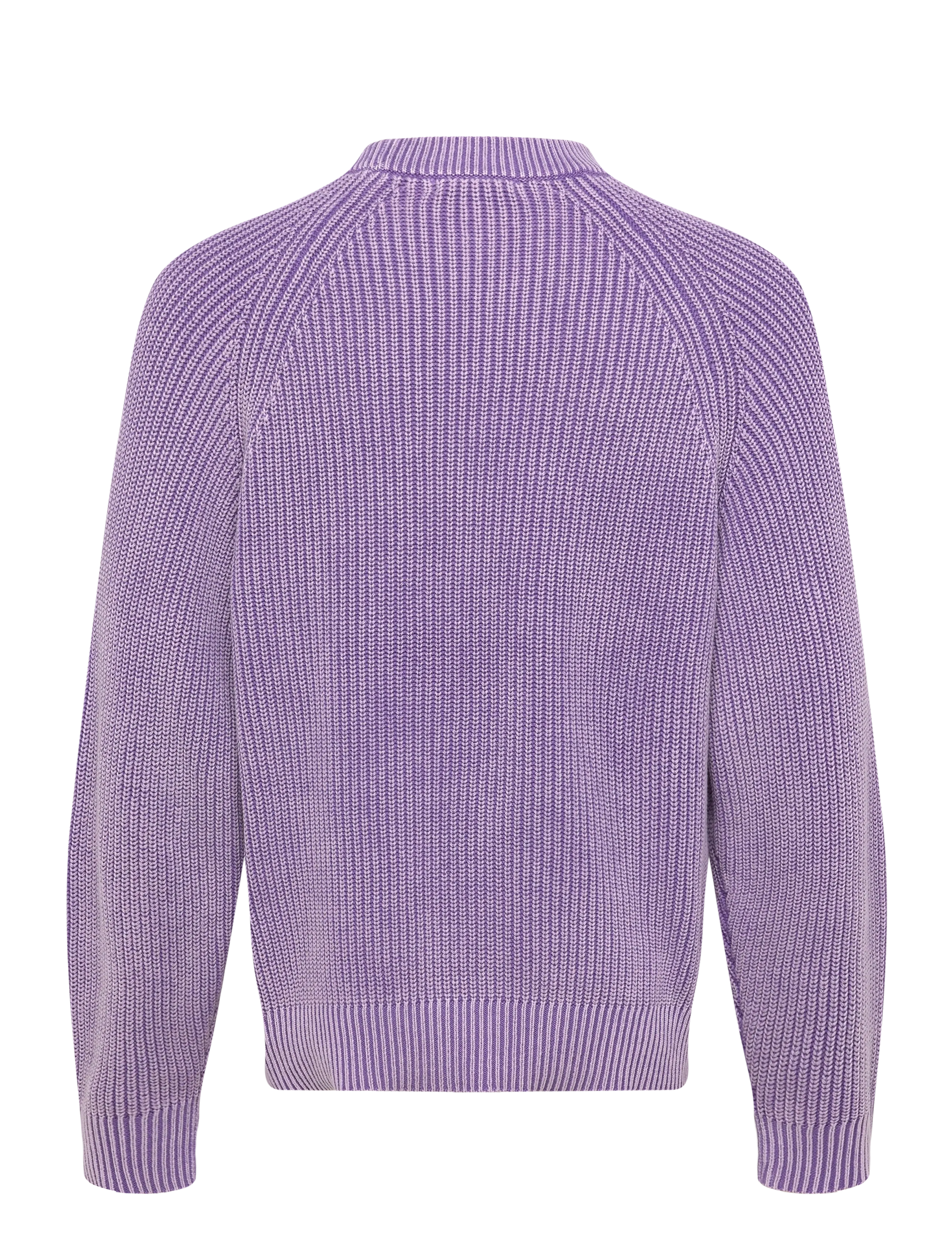 Weekday - Relaxed Knitted Cotton Sweater - okrągły dekolt - purple wash - 1