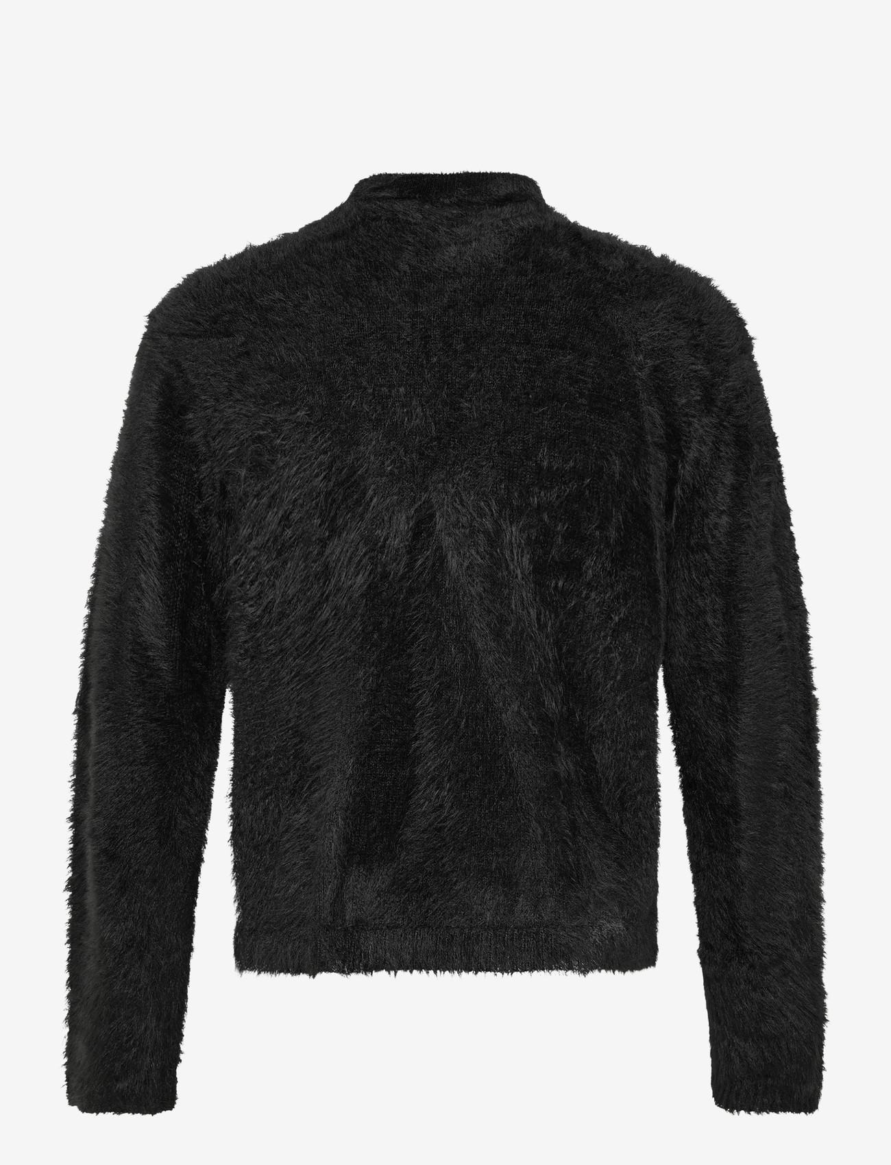 Weekday - Hairy Knitted Zip Cardigan - cardigans - black - 1