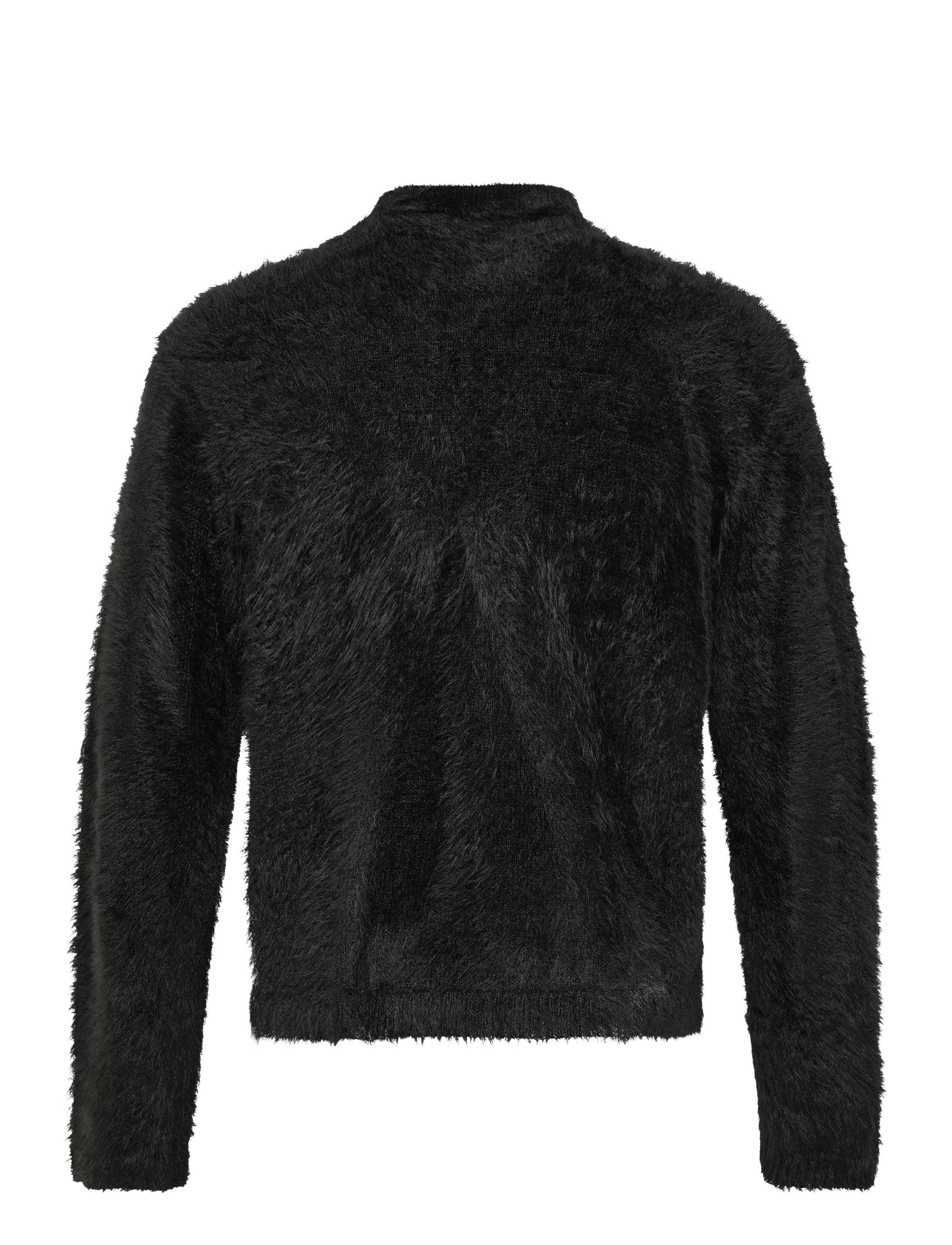 Weekday - Hairy Knitted Zip Cardigan - strickjacken - black - 1
