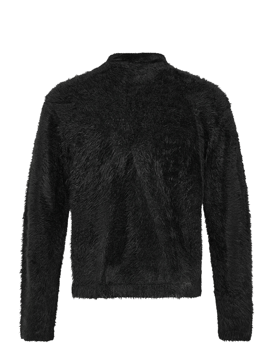 Weekday - Hairy Knitted Zip Cardigan - strickjacken - black - 1