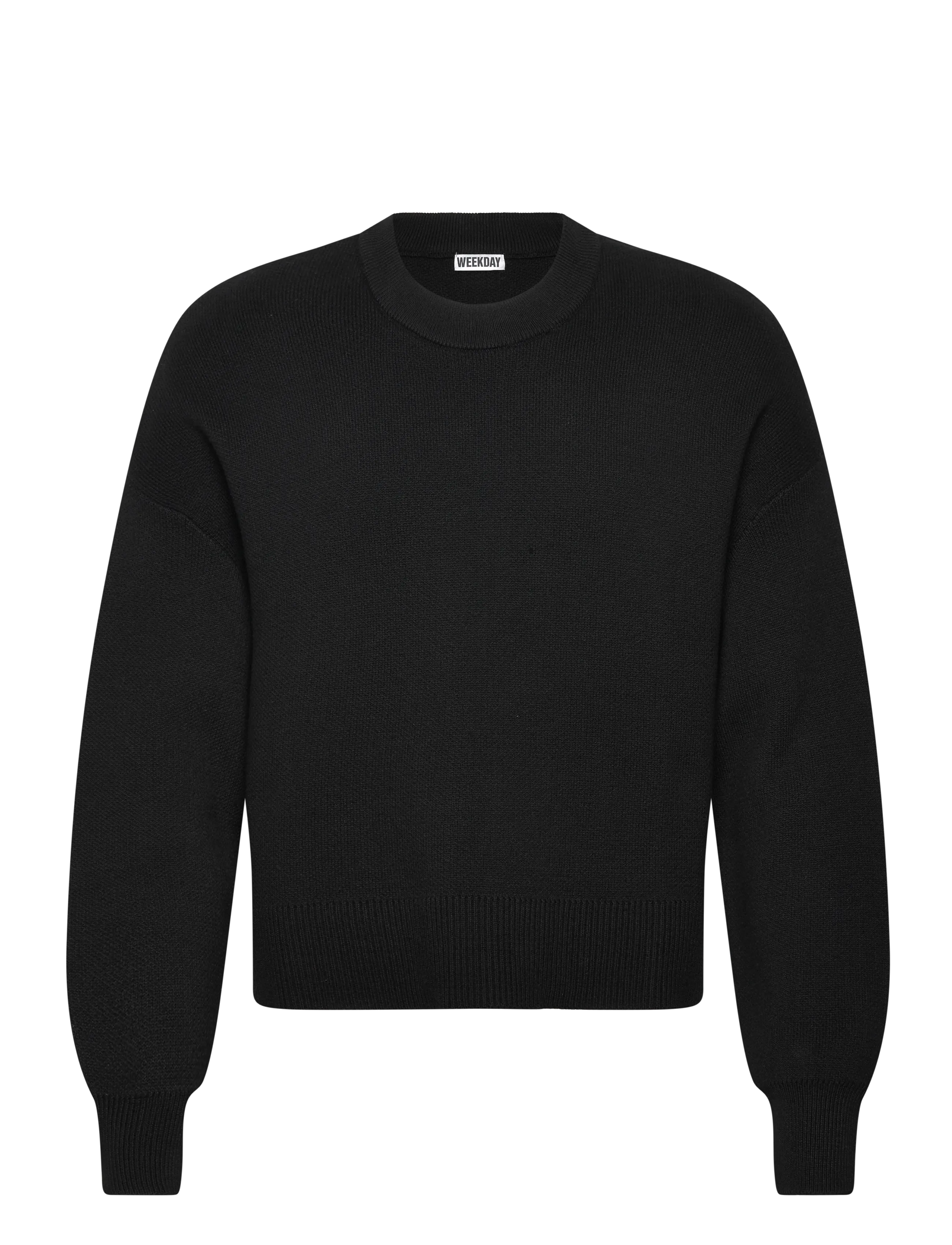 Weekday Relaxed Boxy Knitted Sweater, Mænd, Afslappet Boxy Strikket Sweater, Sort, Str: M