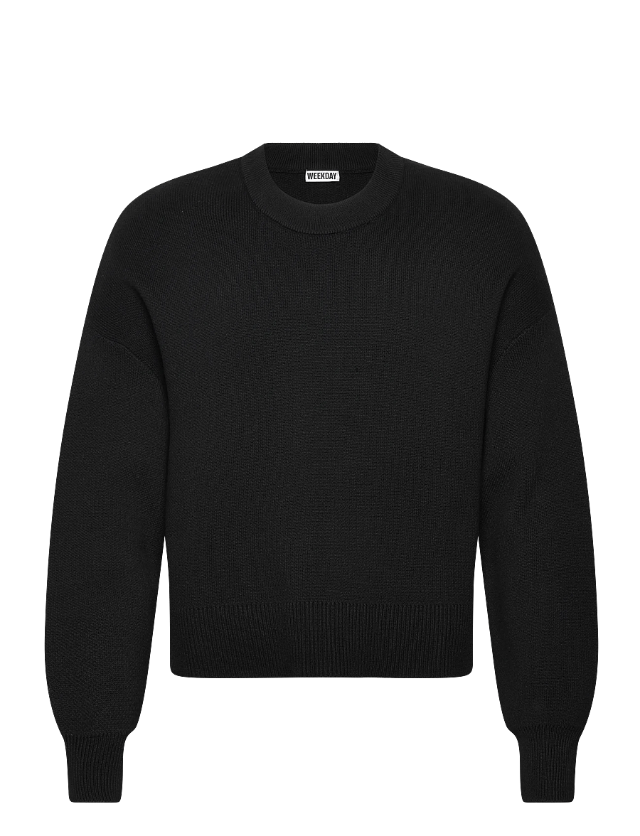 Weekday - Relaxed Boxy Knitted Sweater - round necks - black - 0