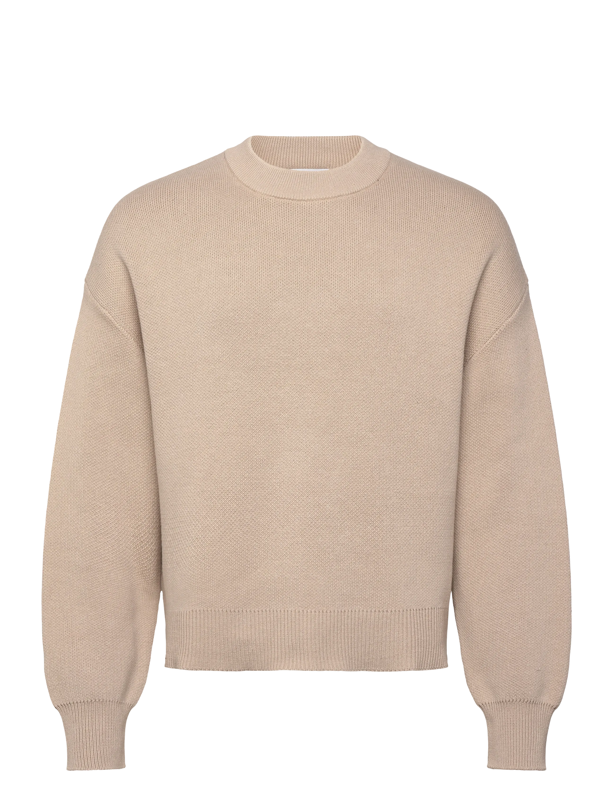 Weekday Relaxed Boxy Knitted Sweater - Tøj - LIGHT MOLE / cream