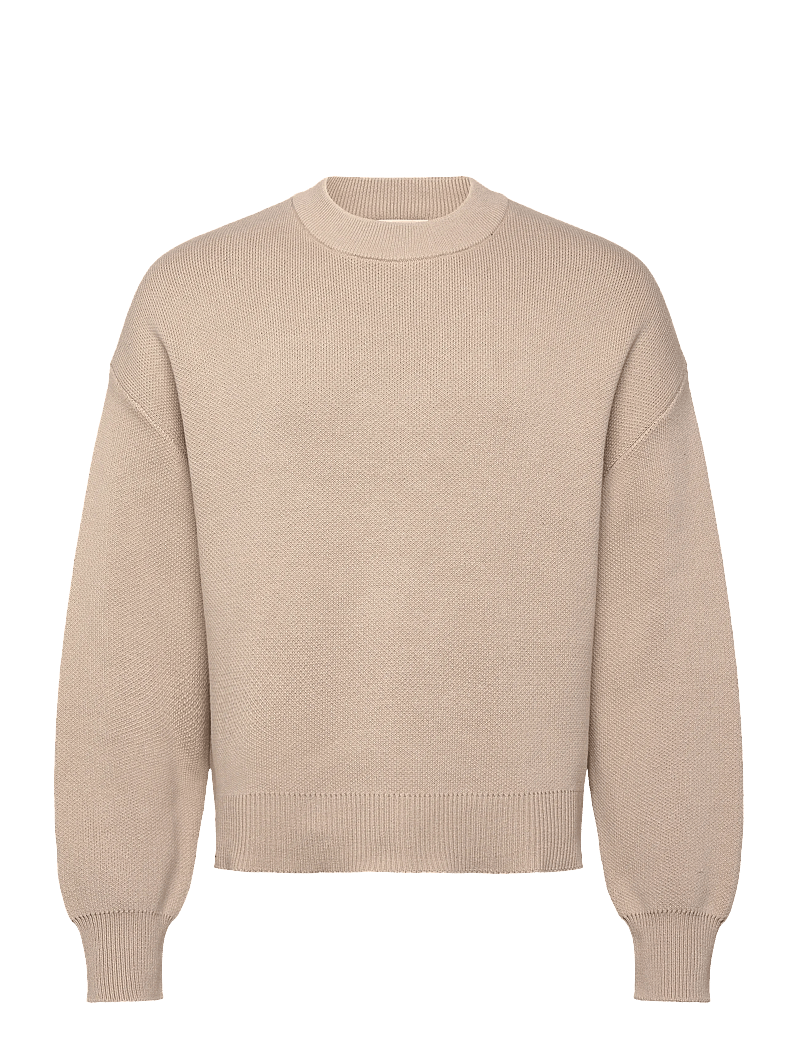 Weekday - Relaxed Boxy Knitted Sweater - round necks - light mole - 0