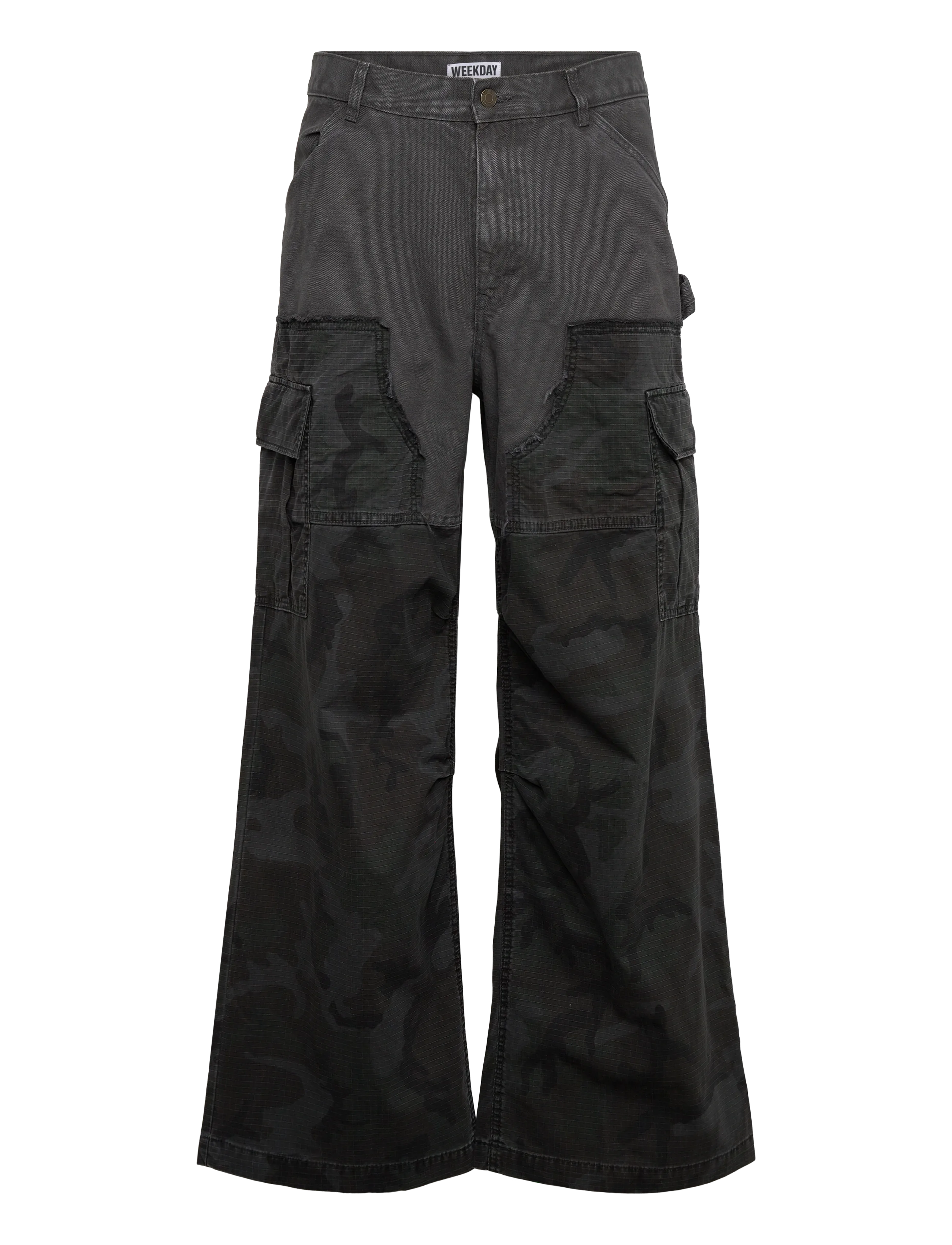 Weekday Loose Patchwork Cargo Trousers - Streetwear - NAVY CAMO / navy