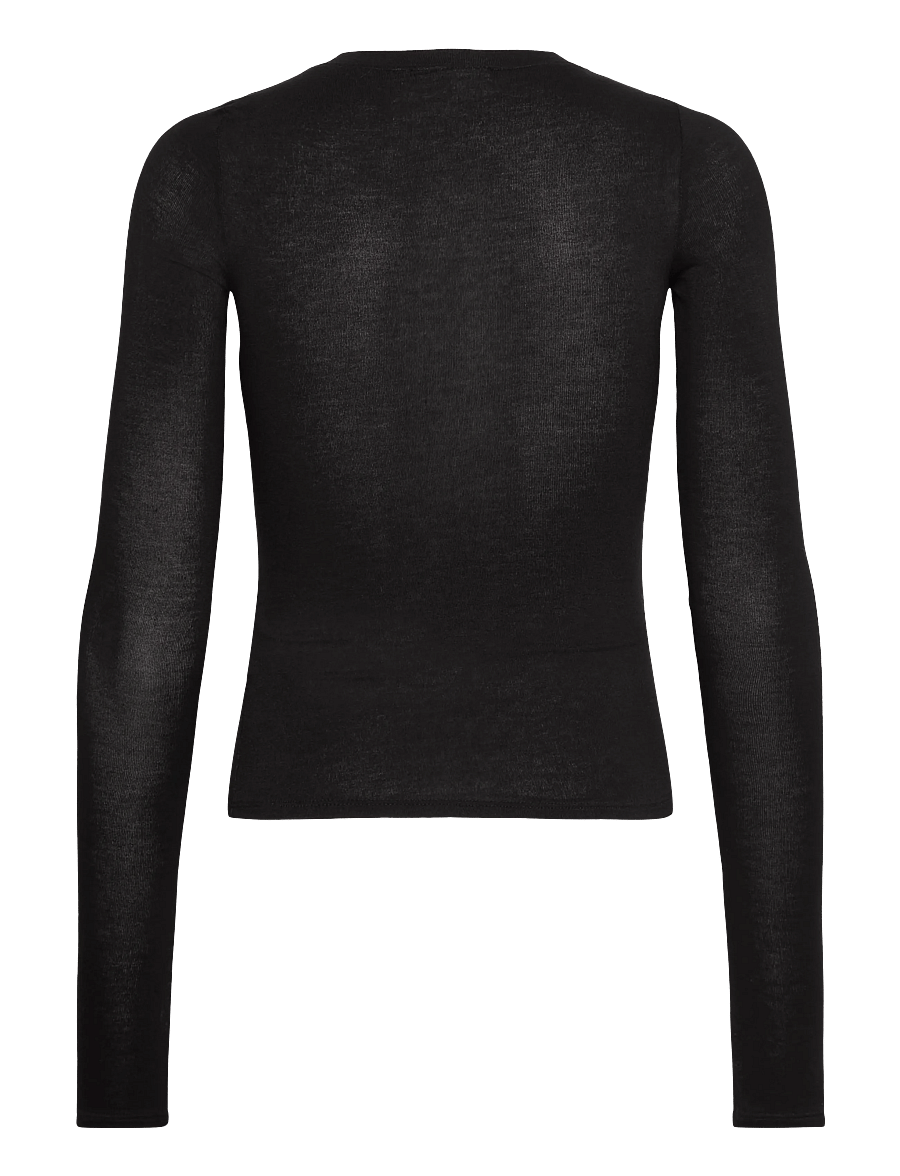 Weekday - Henny Henley LS Top - långärmade toppar - black - 1