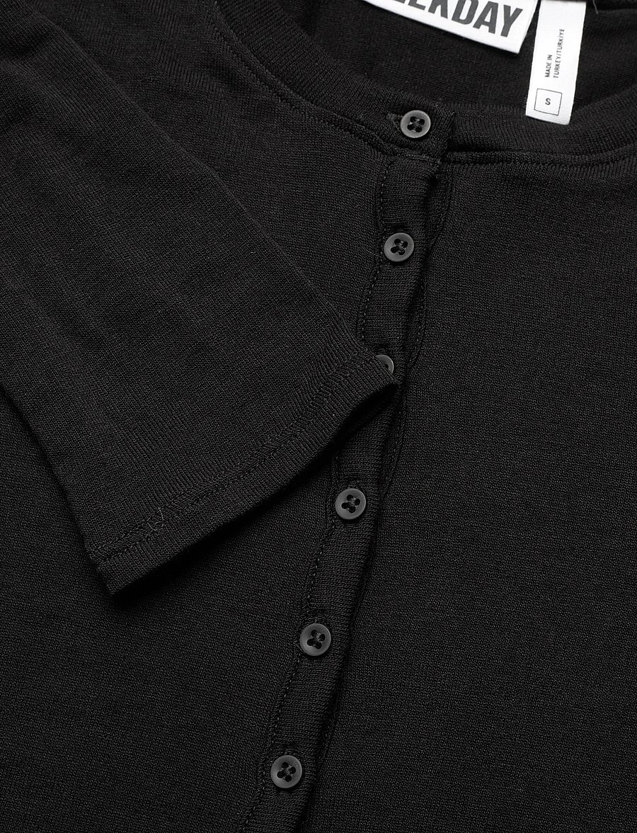 Weekday - Henny Henley LS Top - långärmade toppar - black - 2