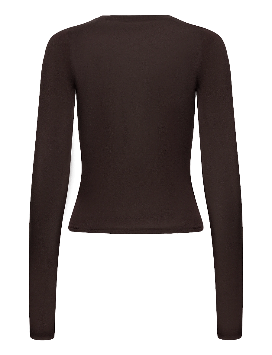 Weekday - Henny Henley LS Top - langärmlige tops - dark brown - 1
