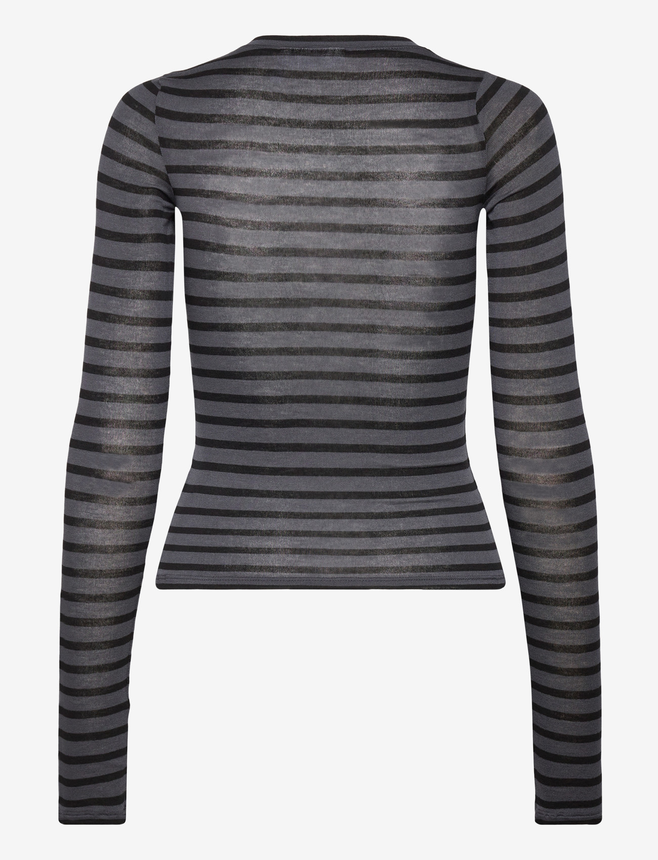 Weekday - Slim Long-Sleeved Henley Top - langärmlige tops - grey dark stripe - 1