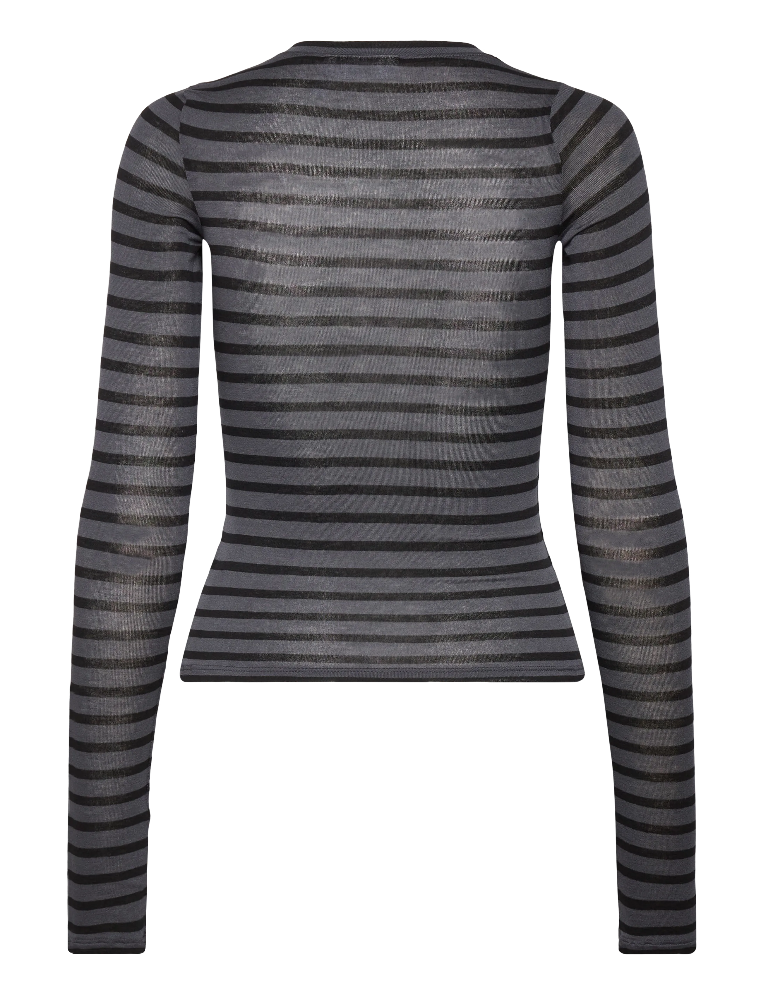 Weekday - Slim Long-Sleeved Henley Top - long-sleeved tops - grey dark stripe - 1