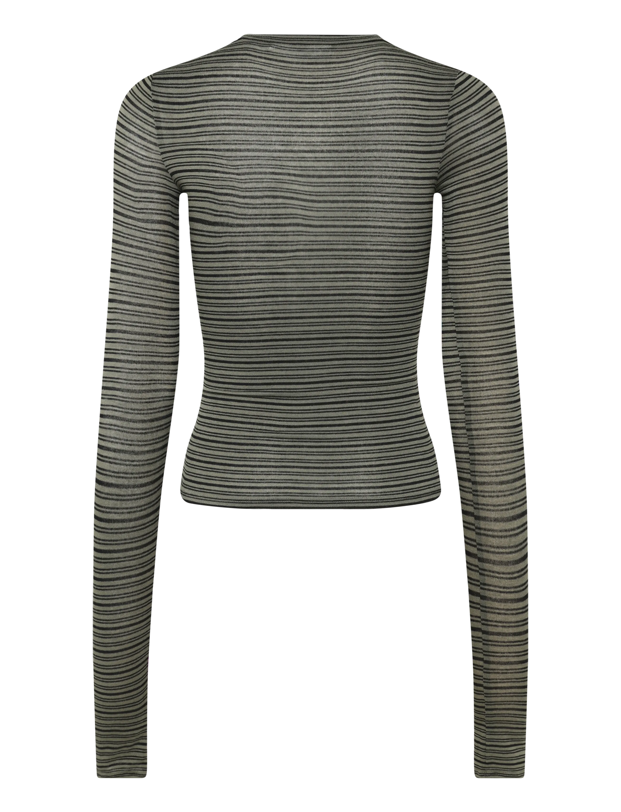 Weekday - Slim Long-Sleeved Henley Top - långärmade toppar - khaki green stripe - 1