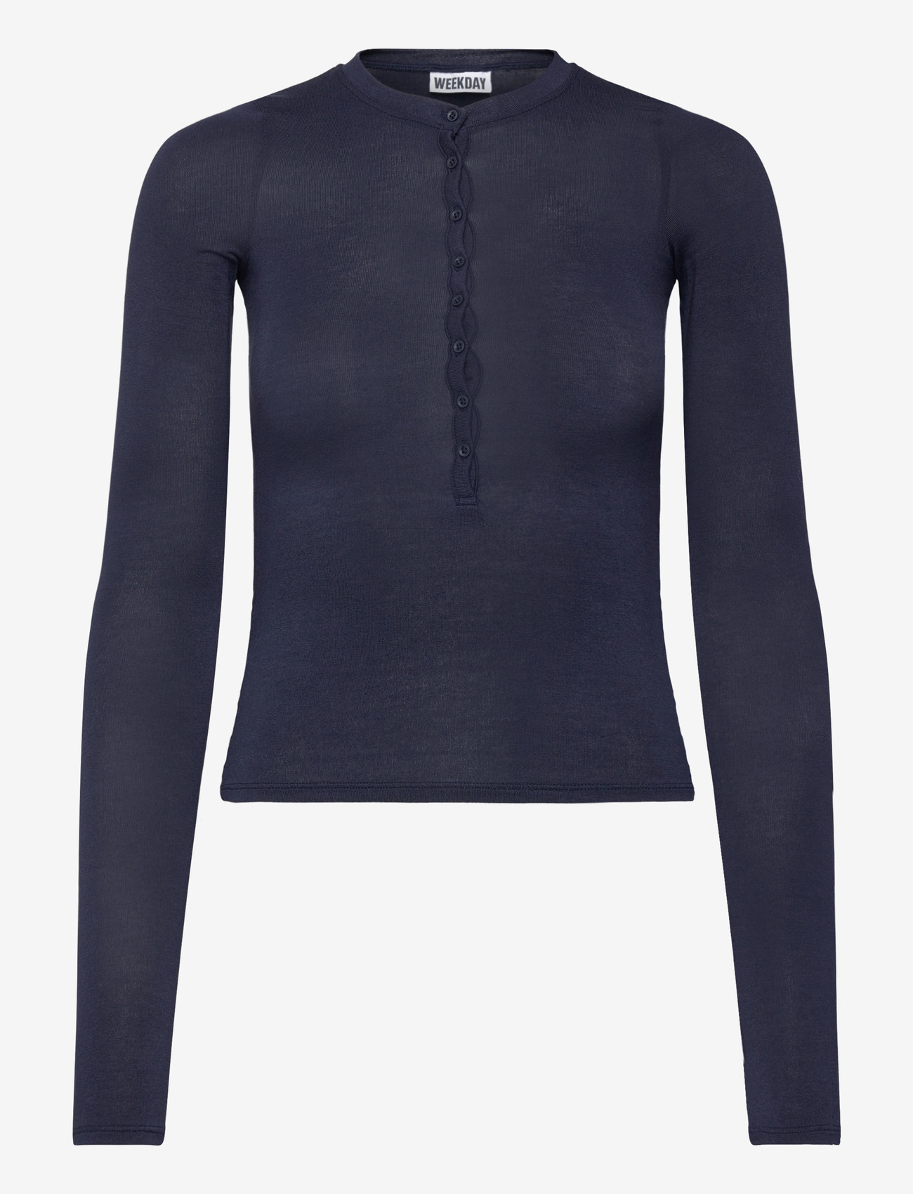 Weekday - Slim Long-Sleeved Henley Top - langärmlige tops - navy - 0