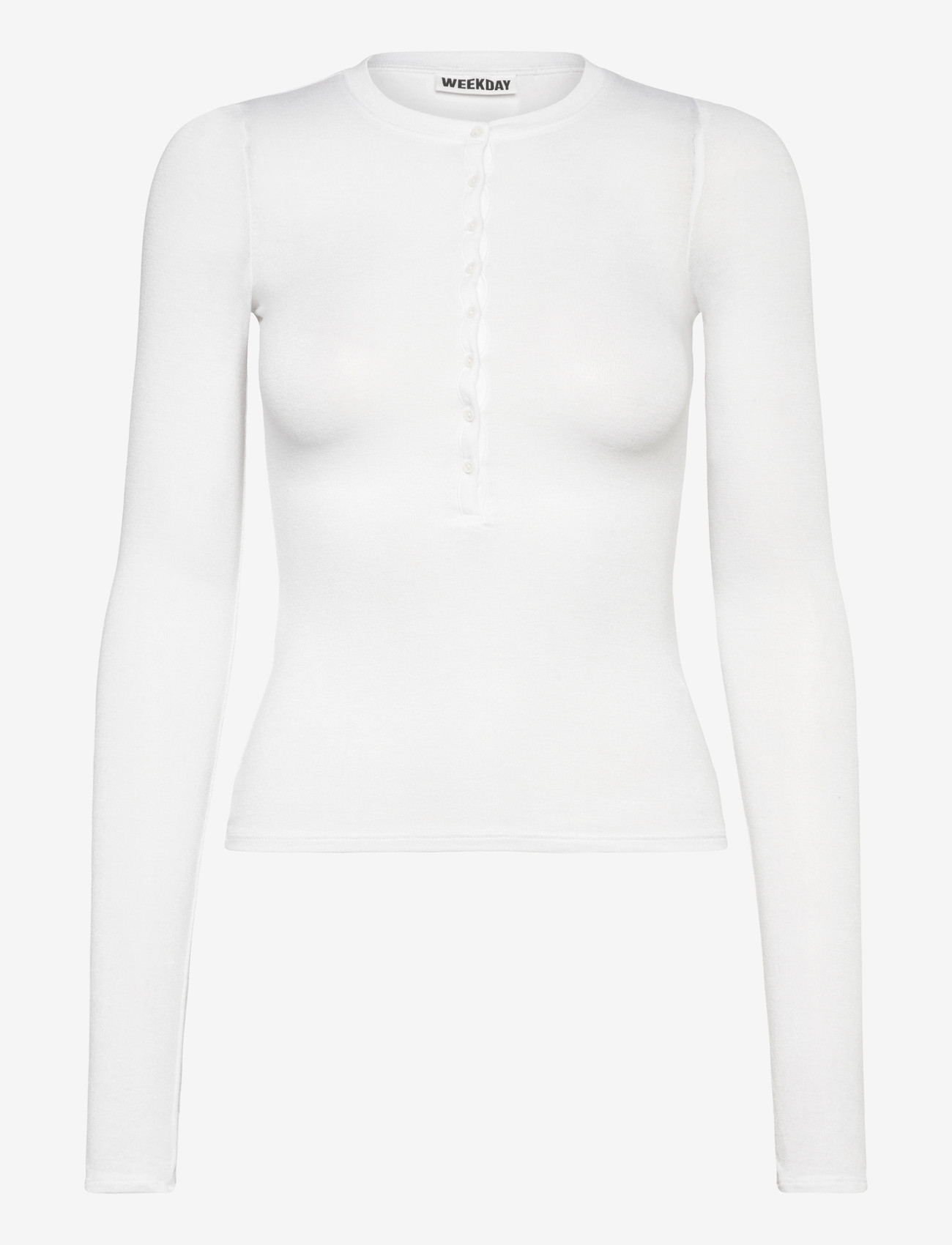 Weekday - Slim Long-Sleeved Henley Top - pikkade varrukatega alussärgid - white - 0