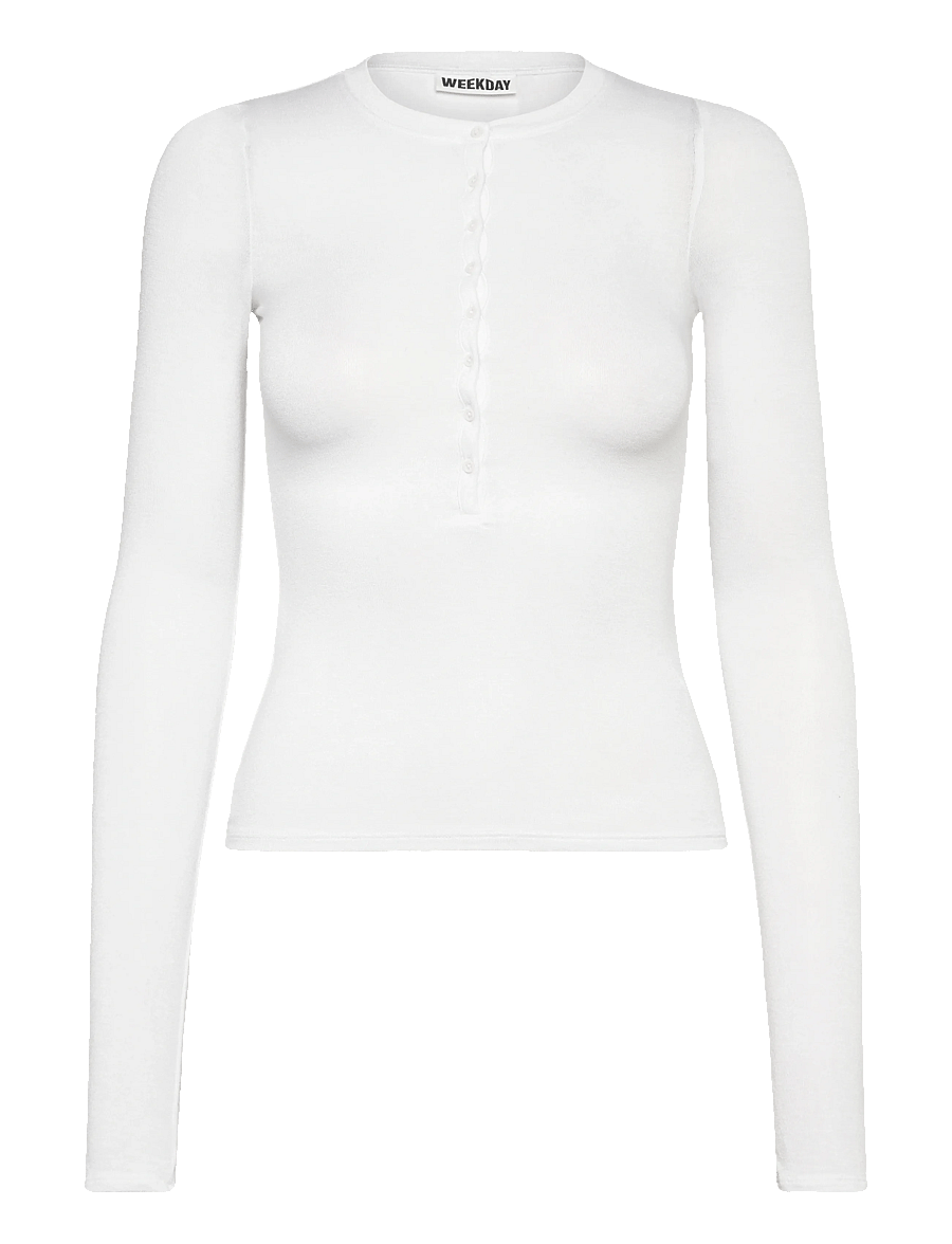 Weekday - Henny Henley LS Top - langærmede toppe - white - 0
