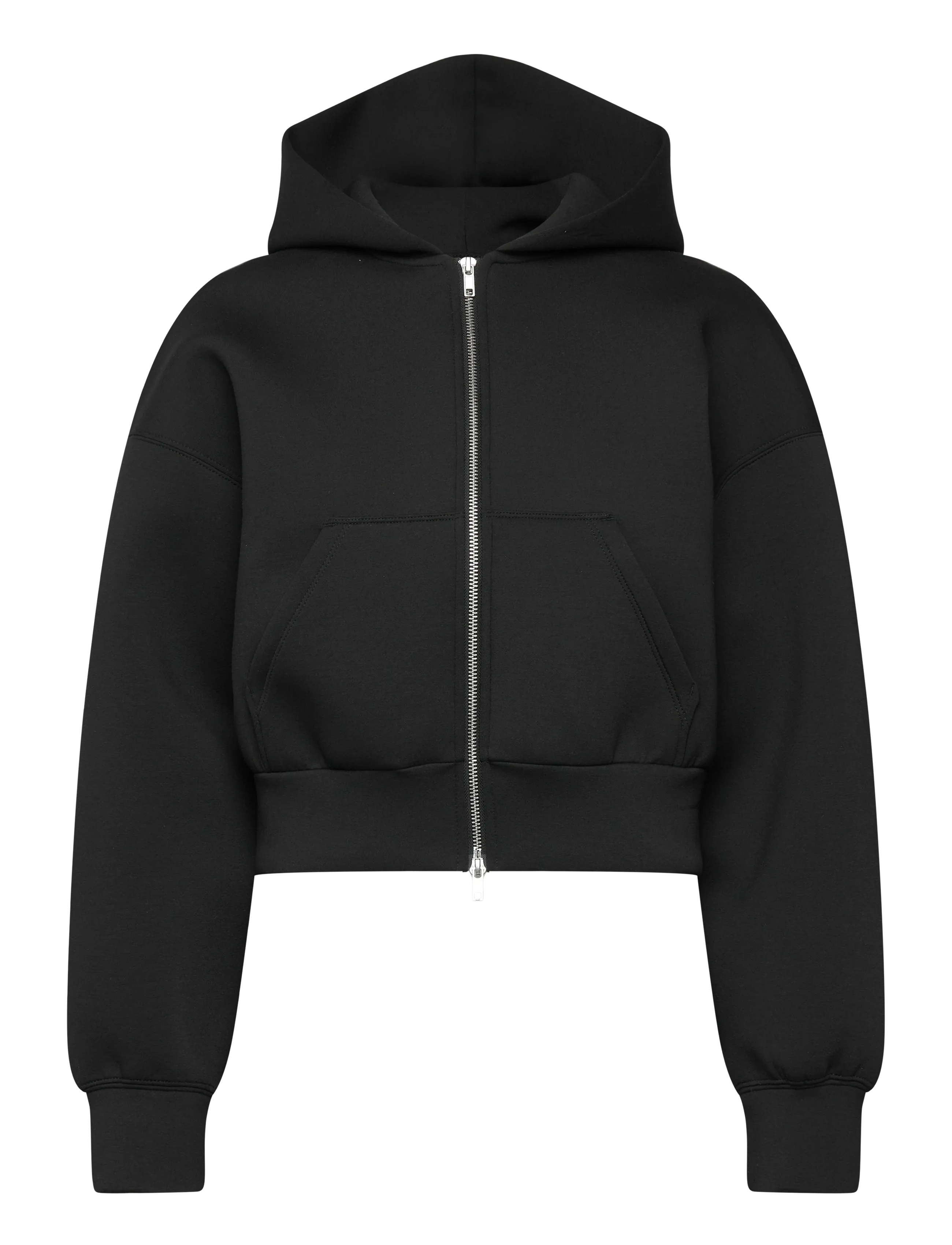 Loose Fit Scuba Zip Hoodie - BLACK