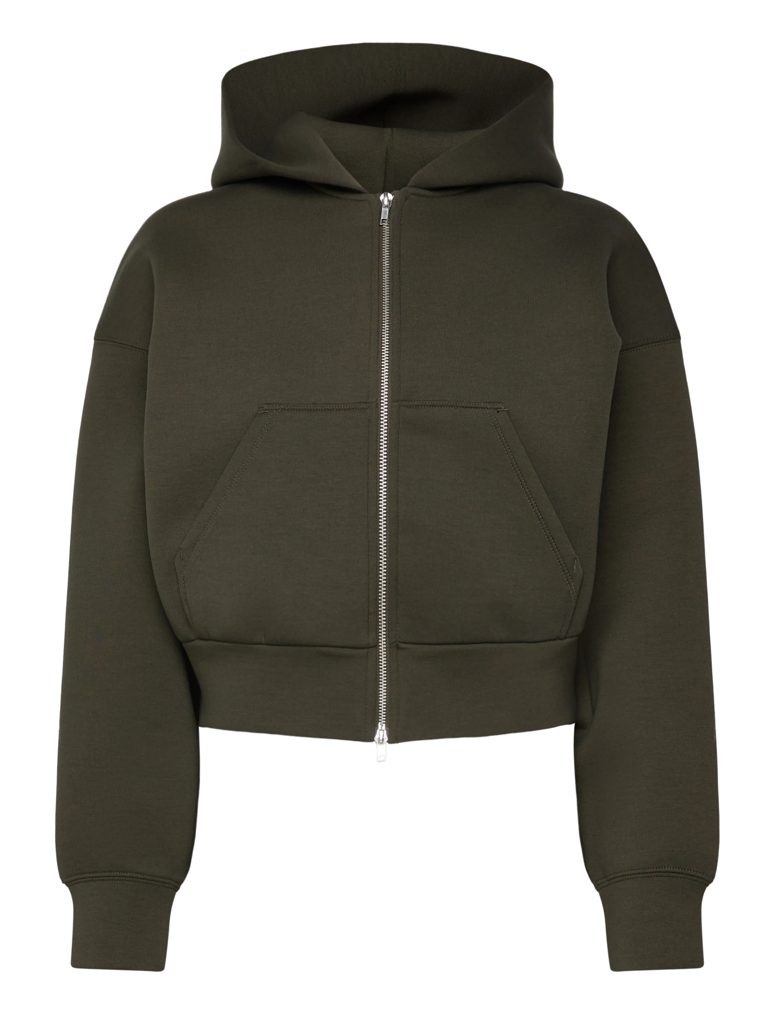 Weekday Loose Fit Scuba Zip Hoodie, XS, Sweatshirts & Hoodies, Khakigrün - Frauen