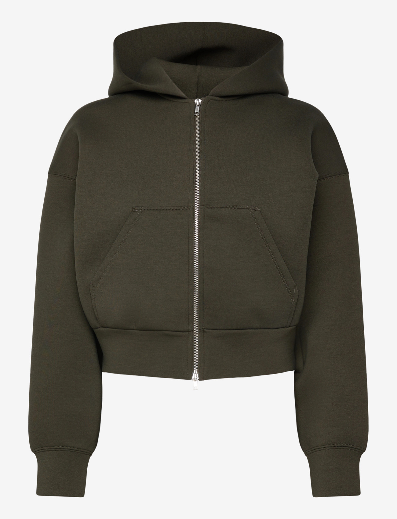 Weekday - Loose Fit Scuba Zip Hoodie - kapuzenpullover - dark green - 0
