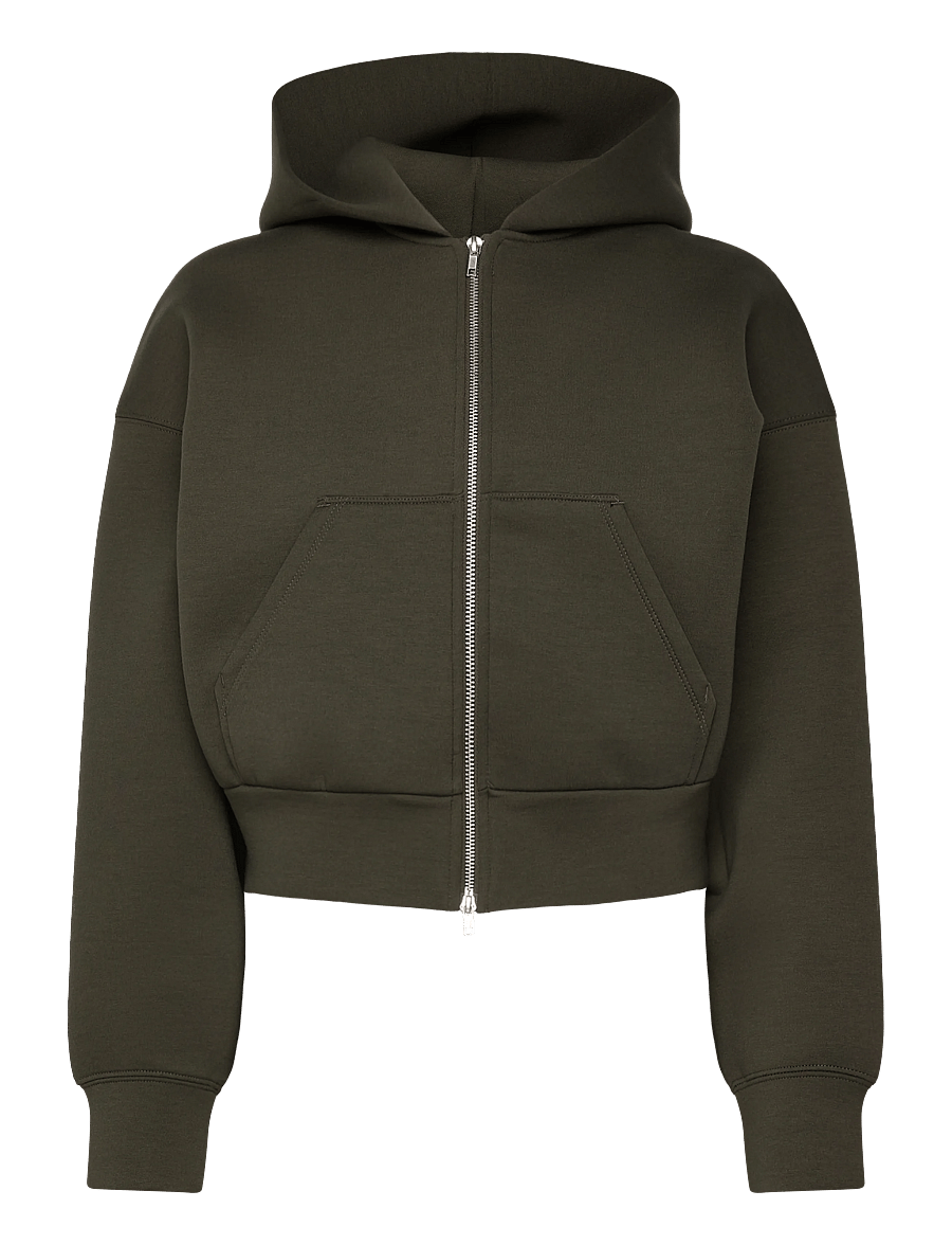 Weekday - Loose Fit Scuba Zip Hoodie - hoodies - dark green - 0