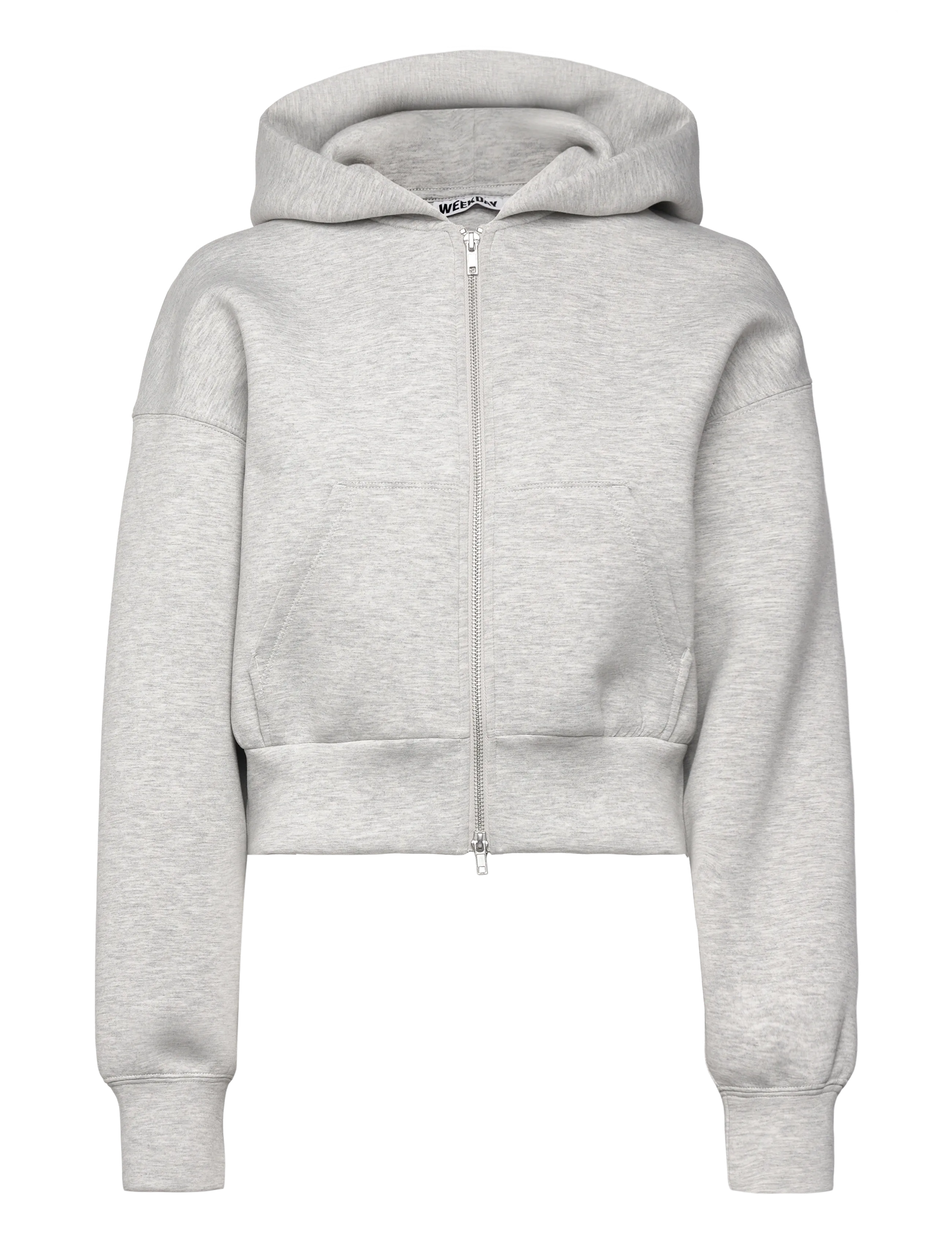 Weekday Loose Fit Scuba Zip Hoodie - Sweatshirts - GREY MELANGE / grey