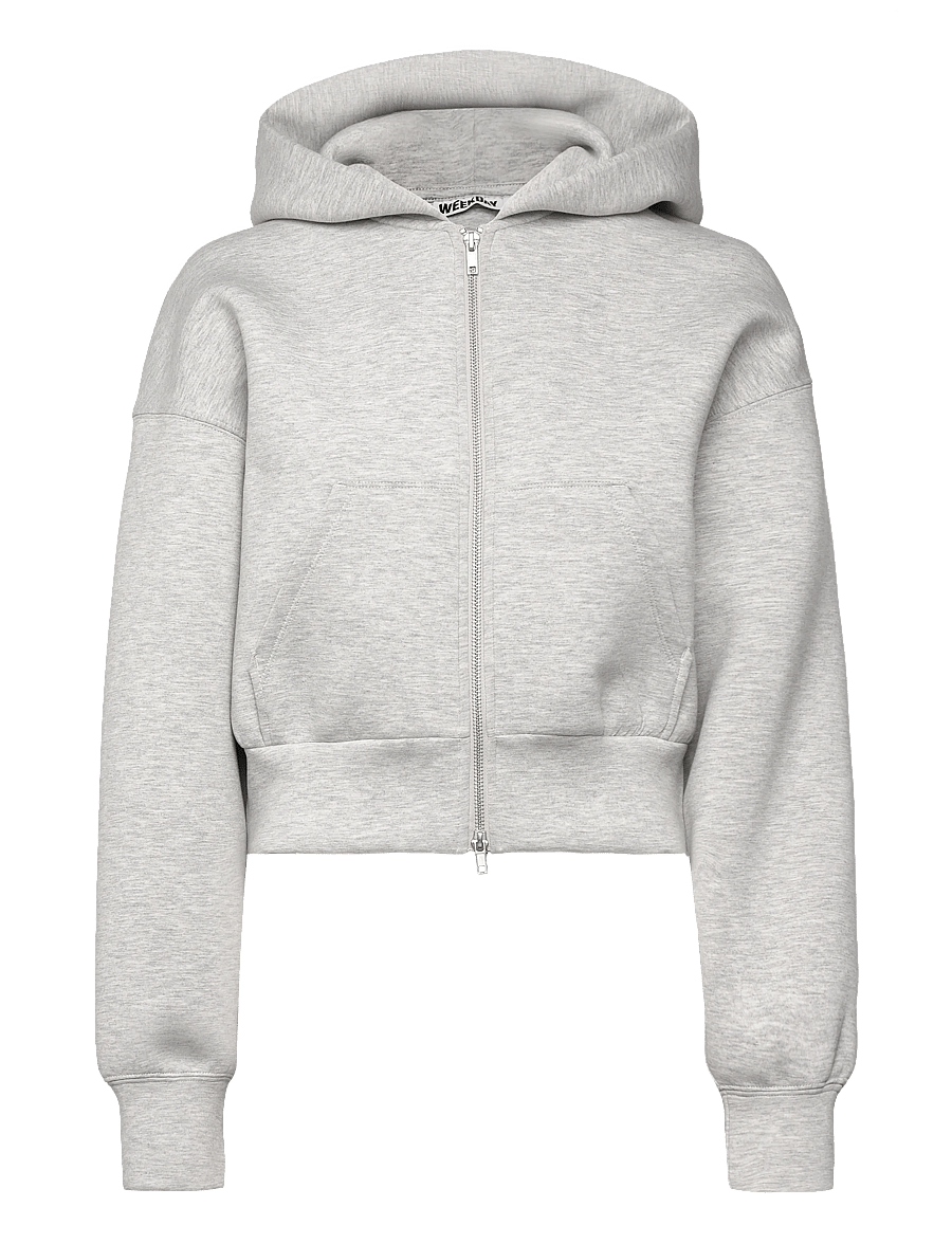 Weekday - Loose Fit Scuba Zip Hoodie - hættetrøjer - grey melange - 0