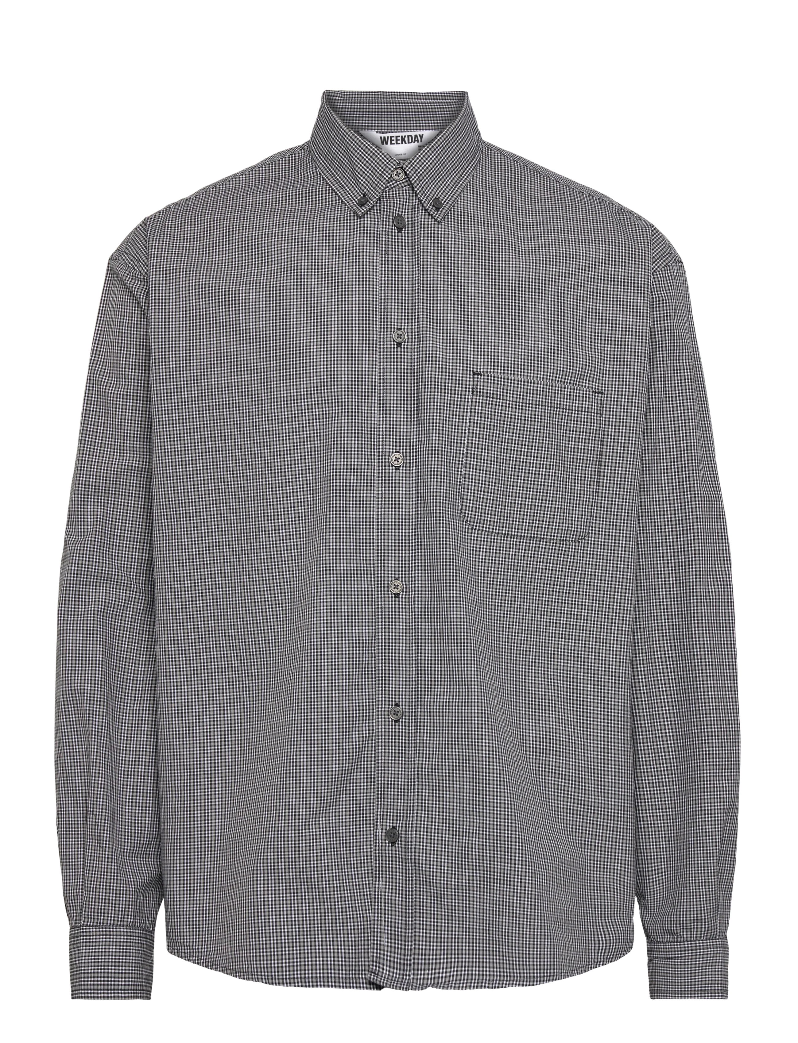 Weekday Loose Button-Down Poplin Shirt - Casual shirts - BLACK CHECK / black