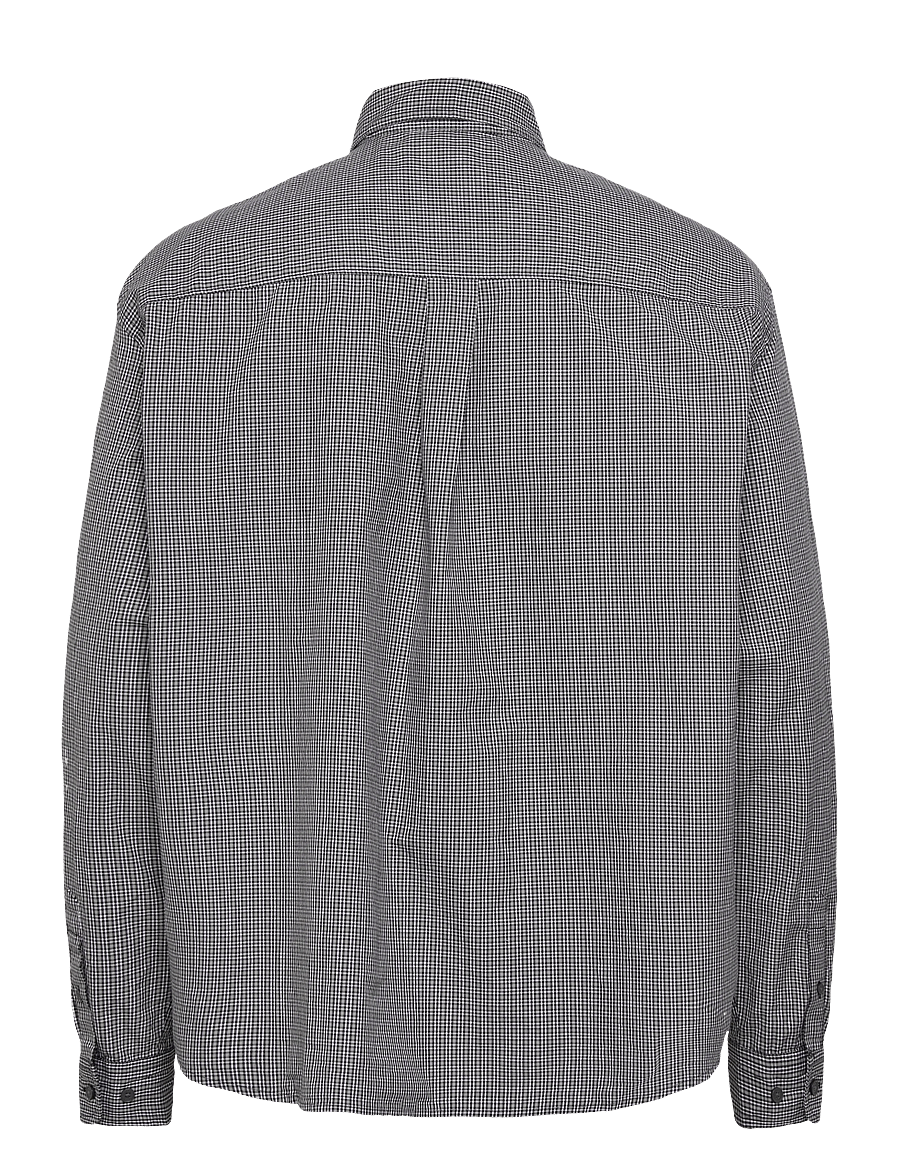 Weekday - Loose Button-Down Poplin Shirt - checkered shirts - black check - 1