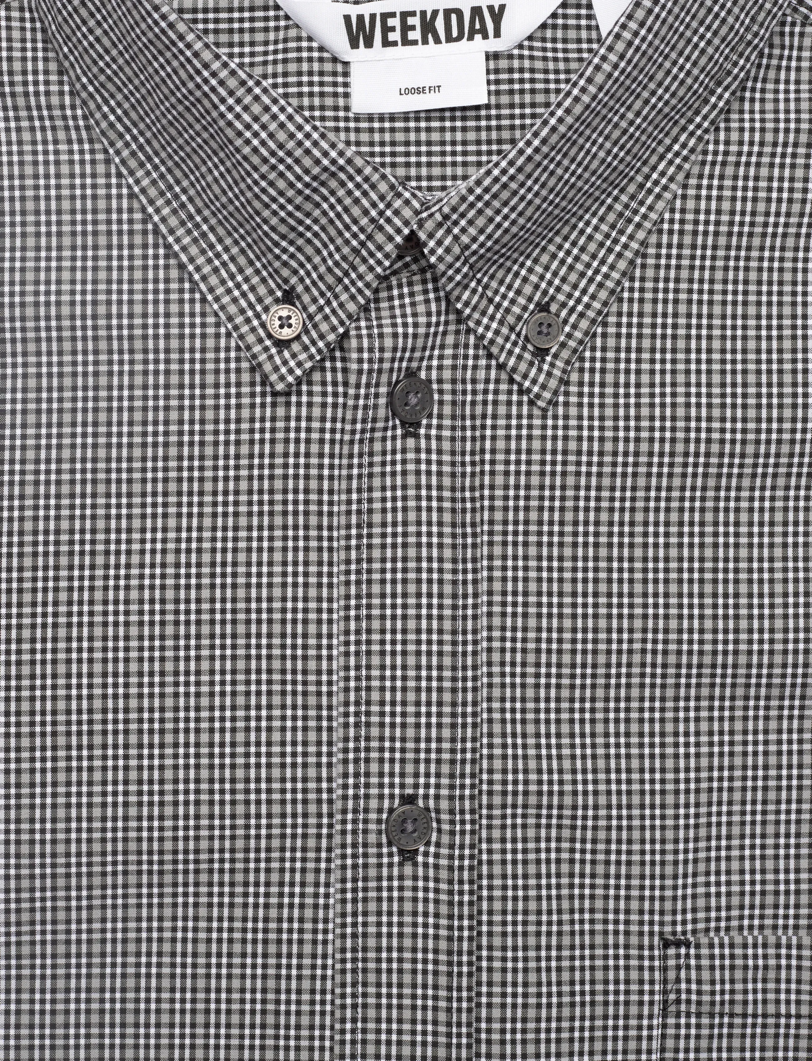 Weekday - Loose Button-Down Poplin Shirt - ruudulised särgid - black check - 2