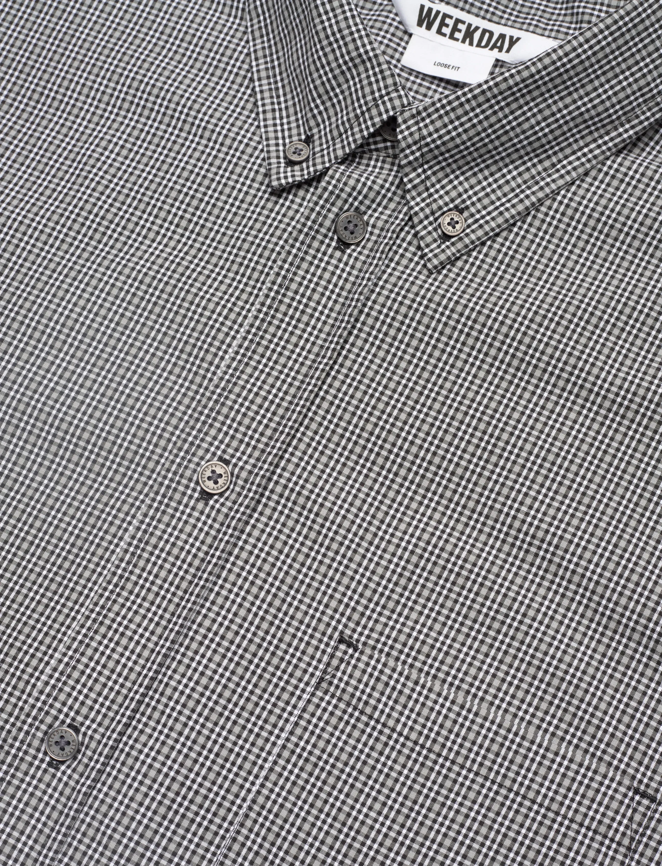 Weekday - Loose Button-Down Poplin Shirt - ruudulised särgid - black check - 3