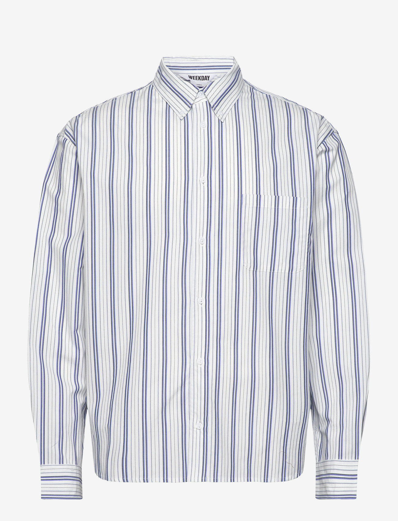 Weekday - Long Sleeve Loose Poplin Shirt - gestreifte hemden - white/blue stripe - 0