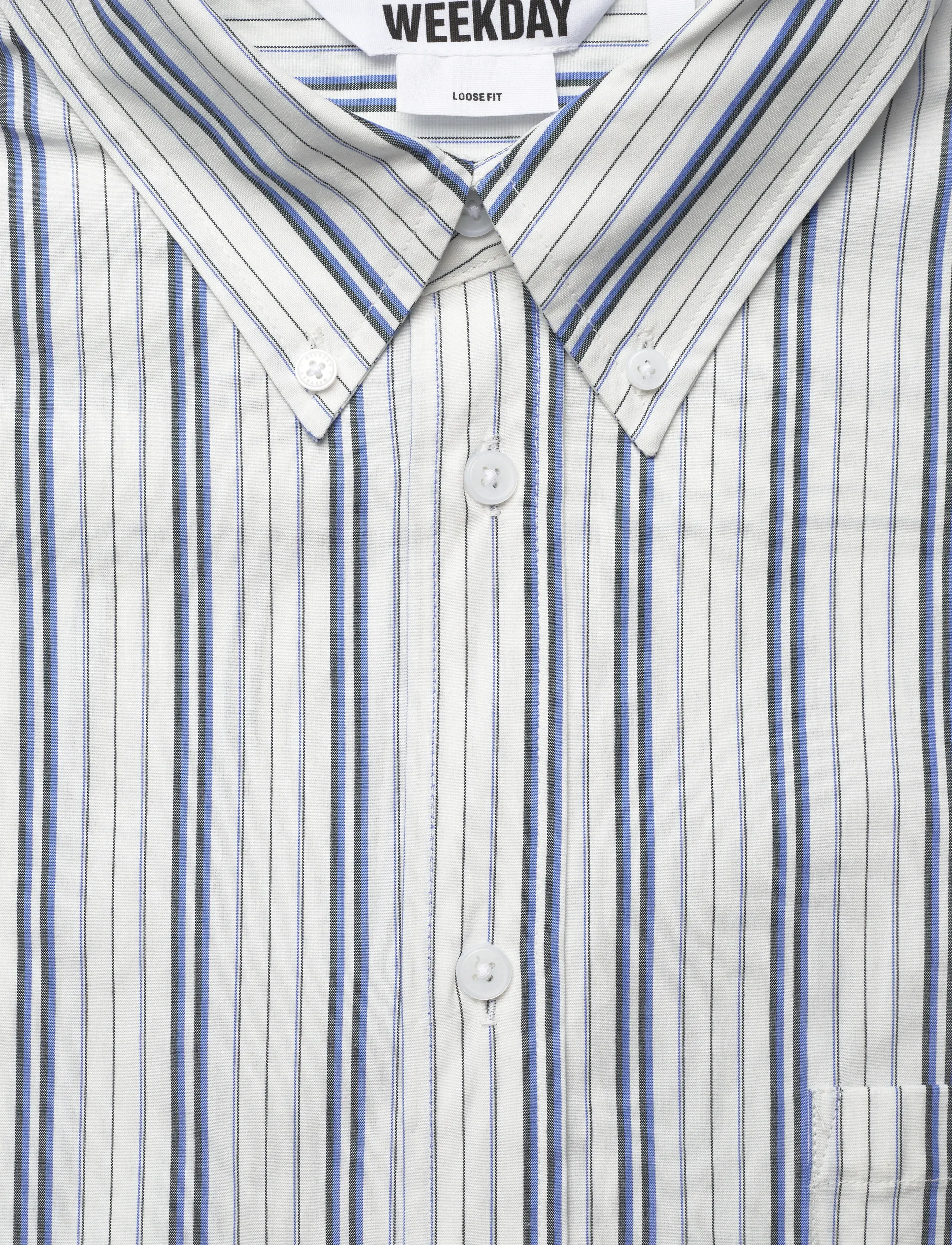 Weekday - Loose Button-Down Poplin Shirt - ruudulised särgid - white/blue stripe - 2