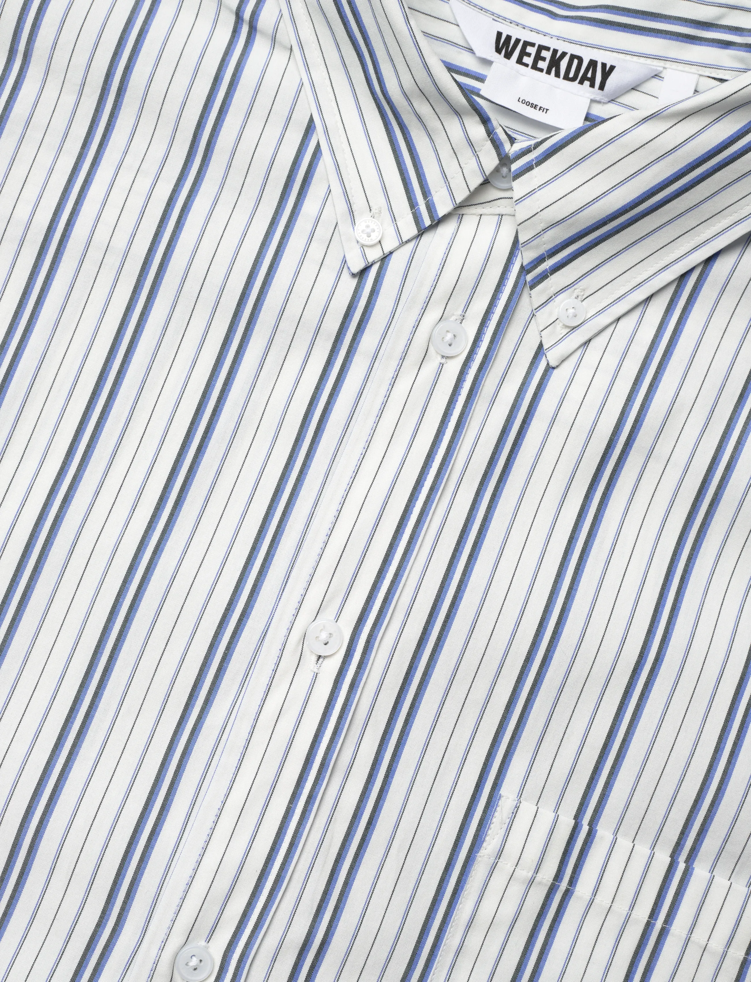 Weekday - Loose Button-Down Poplin Shirt - ruudulised särgid - white/blue stripe - 3